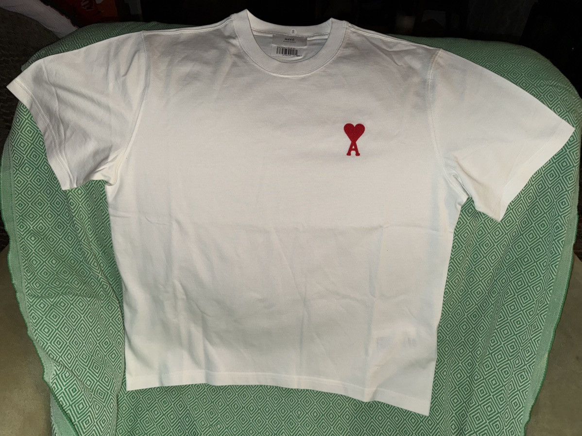 AMI AMI PARIS “De Coeur” embroidered cotton-jersey Tee! UNISEX! Size US XS / EU 42 / 0 - 1 Thumbnail