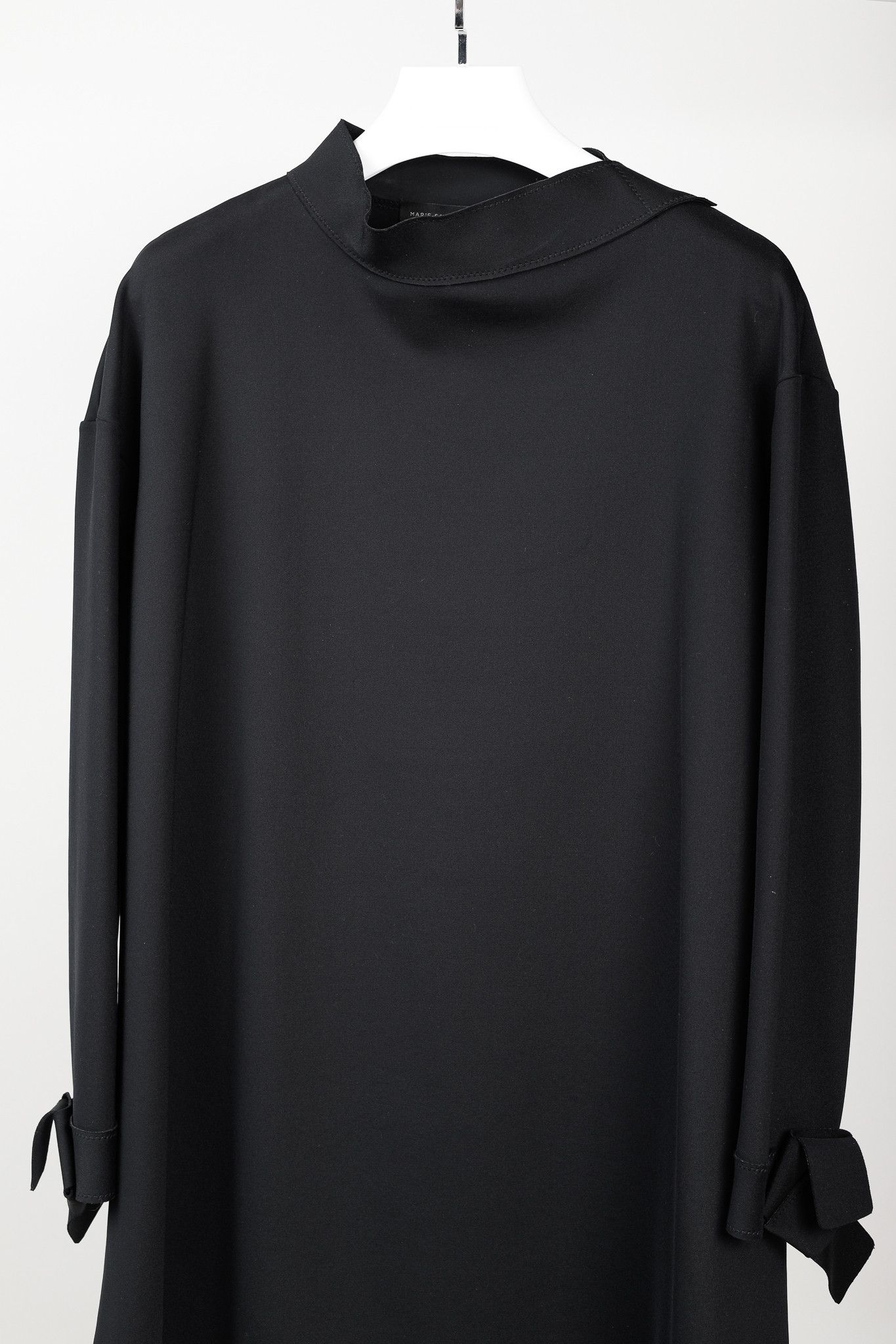 Marie Saint Pierre Marie Saint Pierre Black Banded Collar Polyamide Swing Dress Size XL / US 12-14 / IT 48-50 - 3 Thumbnail