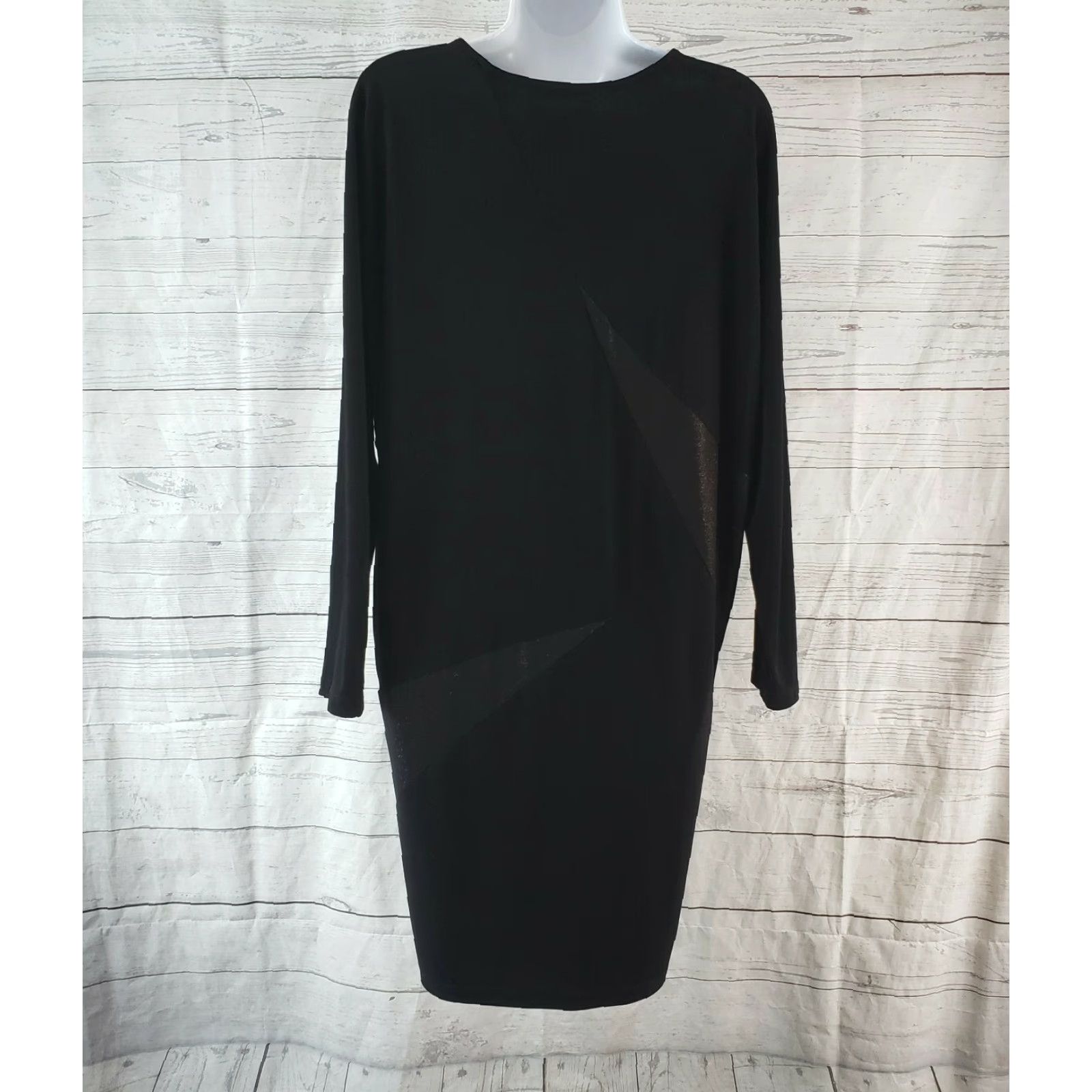 Joseph Ribkoff Joseph Ribkoff Dress Womens Long Sleeve Size 8 Black Metallic Panels Shift Polyester Blend 35" 23" 26.5" Pullover Round Neck Womens Size M / US 6-8 / IT 42-44 - 4 Thumbnail