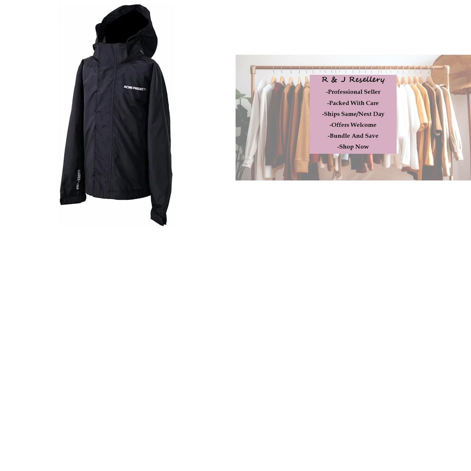 Rains Acme Jacket Rain Coat Hooded Waterproof 1000MM Gray L Men New Weather Gear Zip Full Zip Pockets Stand-Up Collar Nylon Lining Size US L / EU 52-54 / 3 - 9 Thumbnail