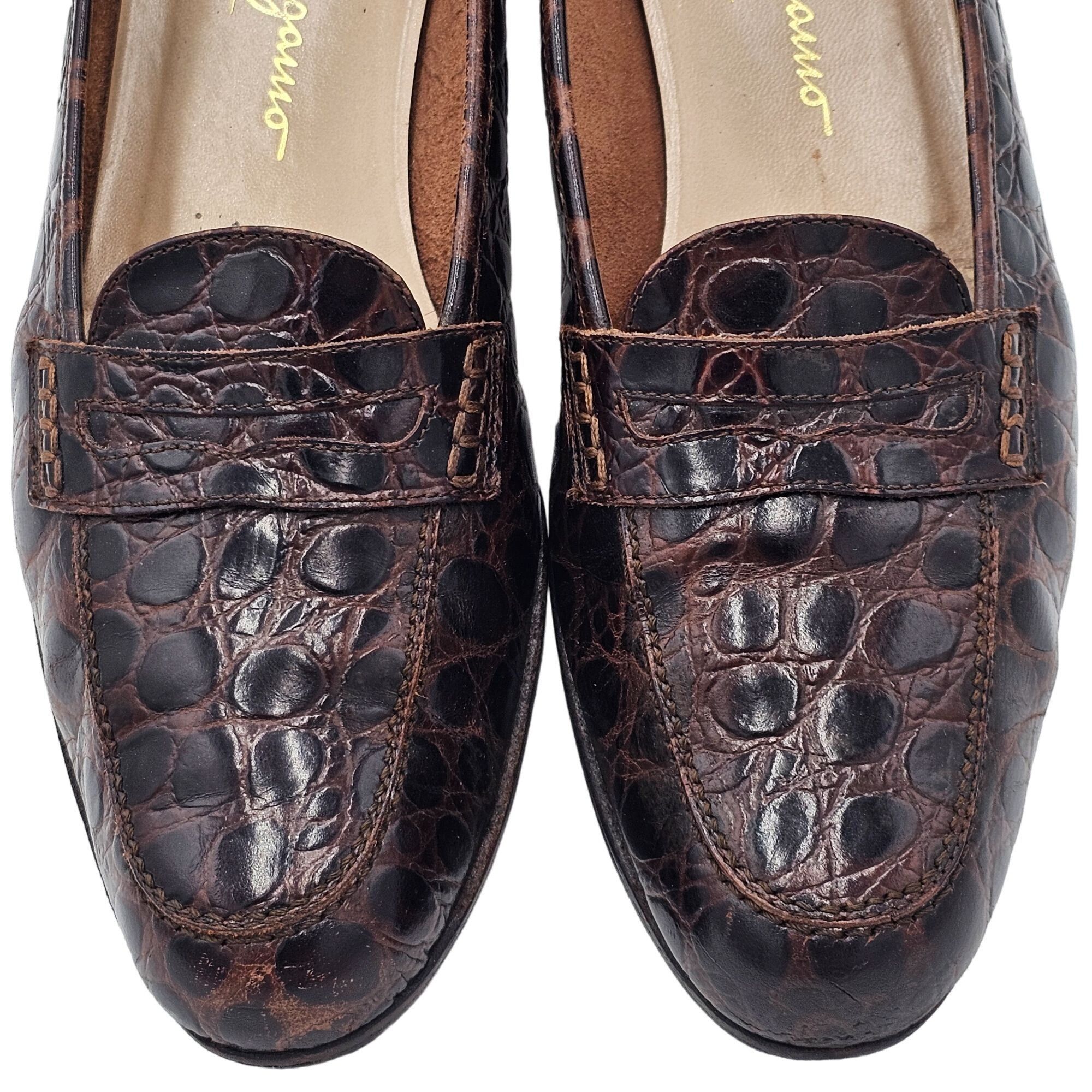 Salvatore Ferragamo Vintage Salvatore Ferragamo Italy Crocodile Alligator Emb. Size US 8.5 / IT 38.5 - 1 Thumbnail