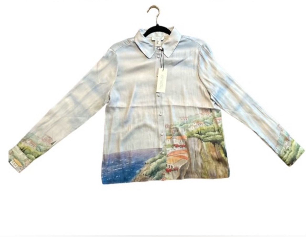 Rachel Zoe RACHEL ZOE Abstract Boho Button Down Coastal Theme Blouse Size M / US 6-8 / IT 42-44 - 3 Thumbnail