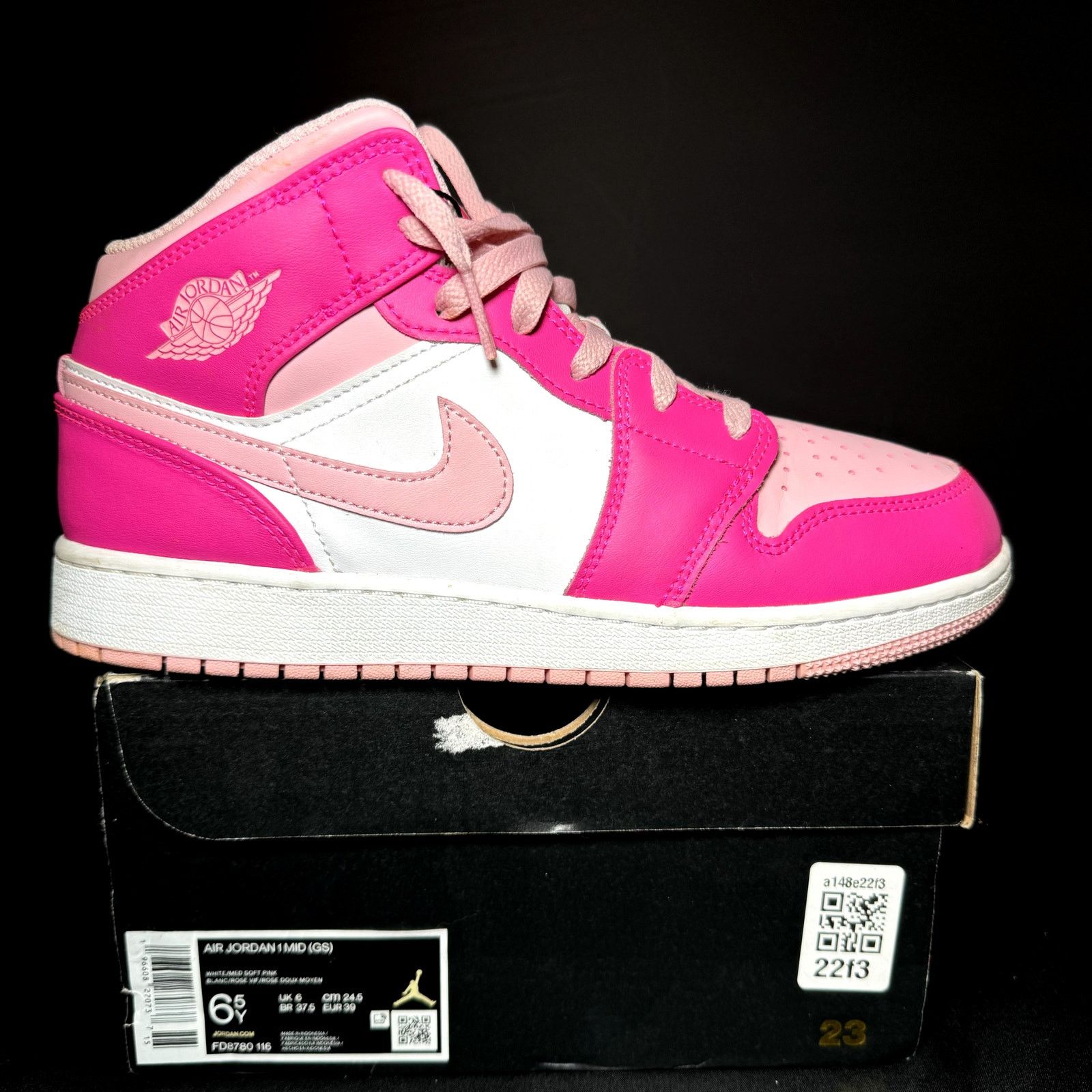 Jordan Brand × Nike Size 6.5 - Nike Air Jordan 1 Mid GS Fierce Pink Men's Shoes Size US 6.5 / EU 39-40 - 1 Thumbnail