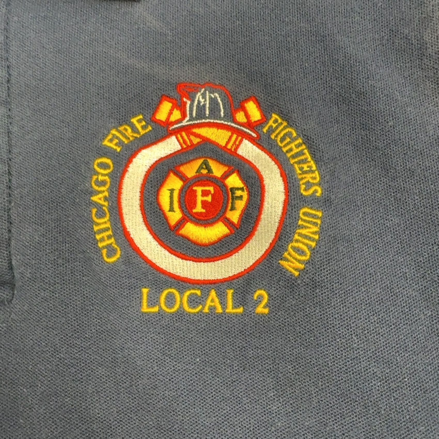 Vintage VINTAGE Union Line Polo Mens XL Navy Chicago Fire Fighters Union Local 2 Embroidered Logo Solid Knit Cotton Shirt Size US XL / EU 56 / 4 - 2 Thumbnail