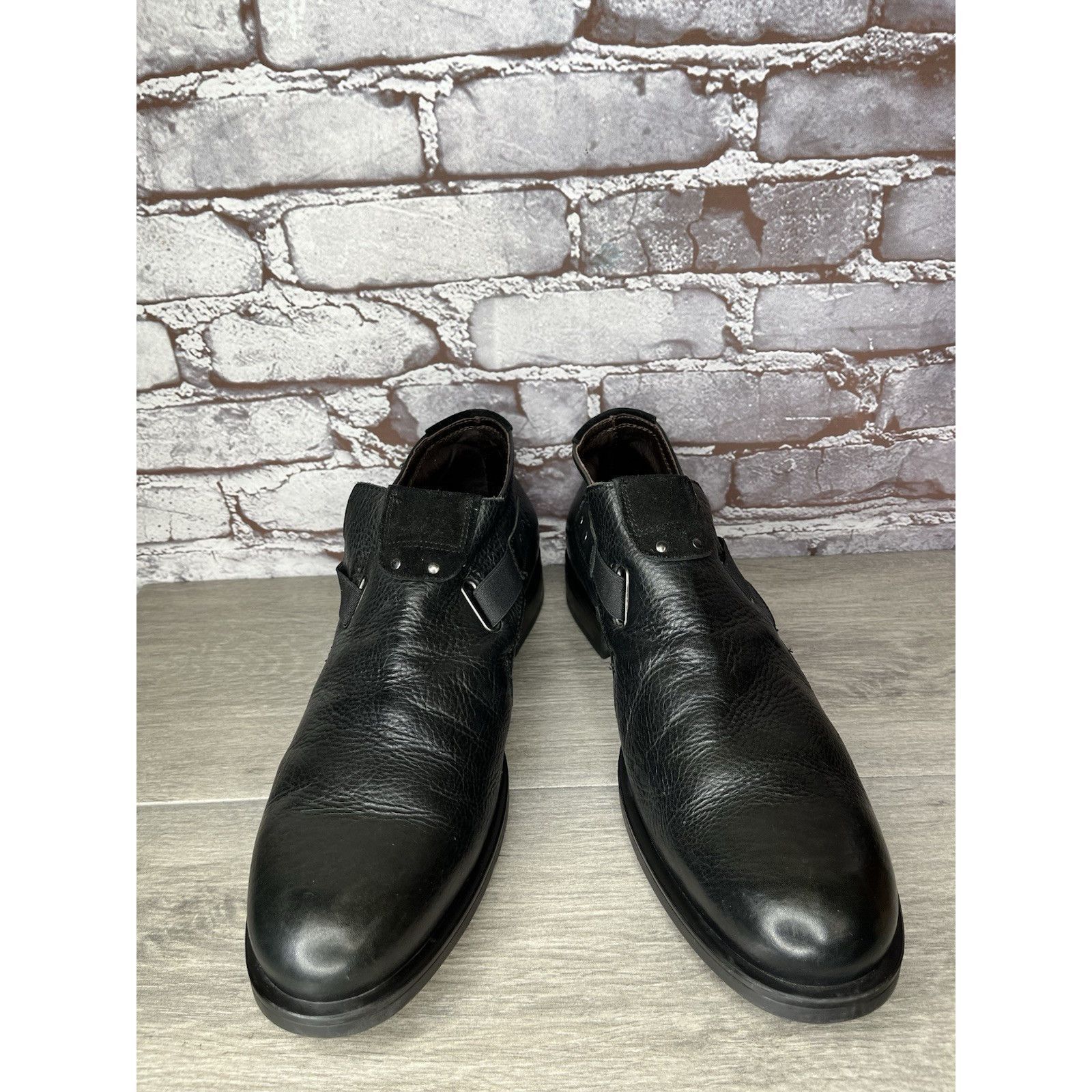 Bacco Bucci Bacco Bucci Llorente Black Genuine Leather Calfskin Side Str Size US 12 / EU 45 - 8 Thumbnail