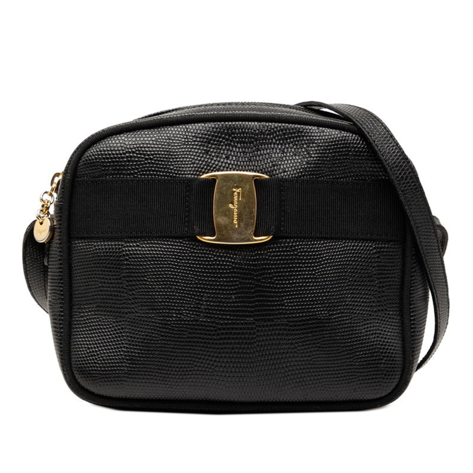 Salvatore Ferragamo Salvatore Ferragamo Vara Shoulder Bag, Black Leather, Women's Size ONE SIZE - 1 Thumbnail