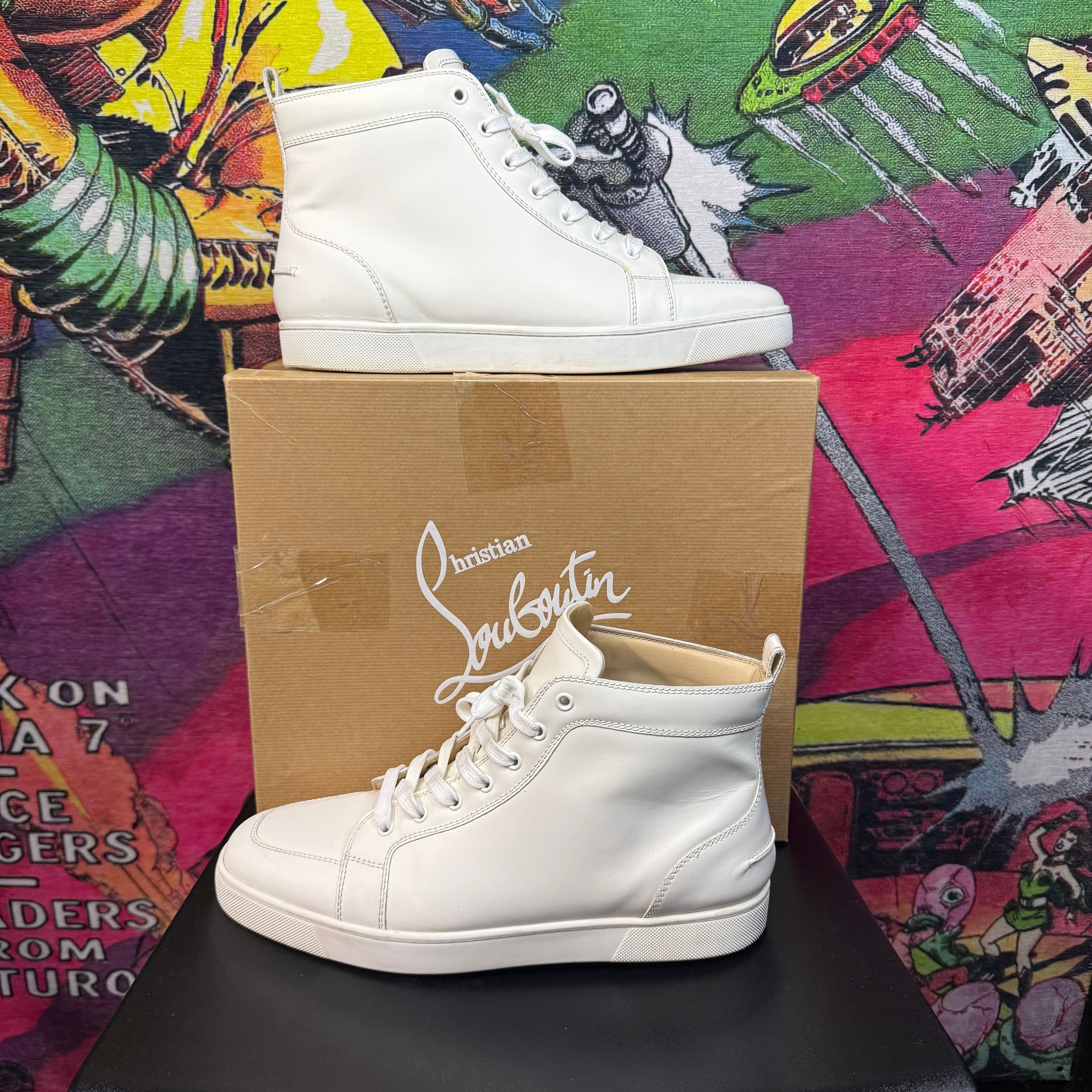 Christian Louboutin Christian Louboutin Louis White Calfskin Leather Sneaker Size US 12 / EU 45 - 4 Thumbnail