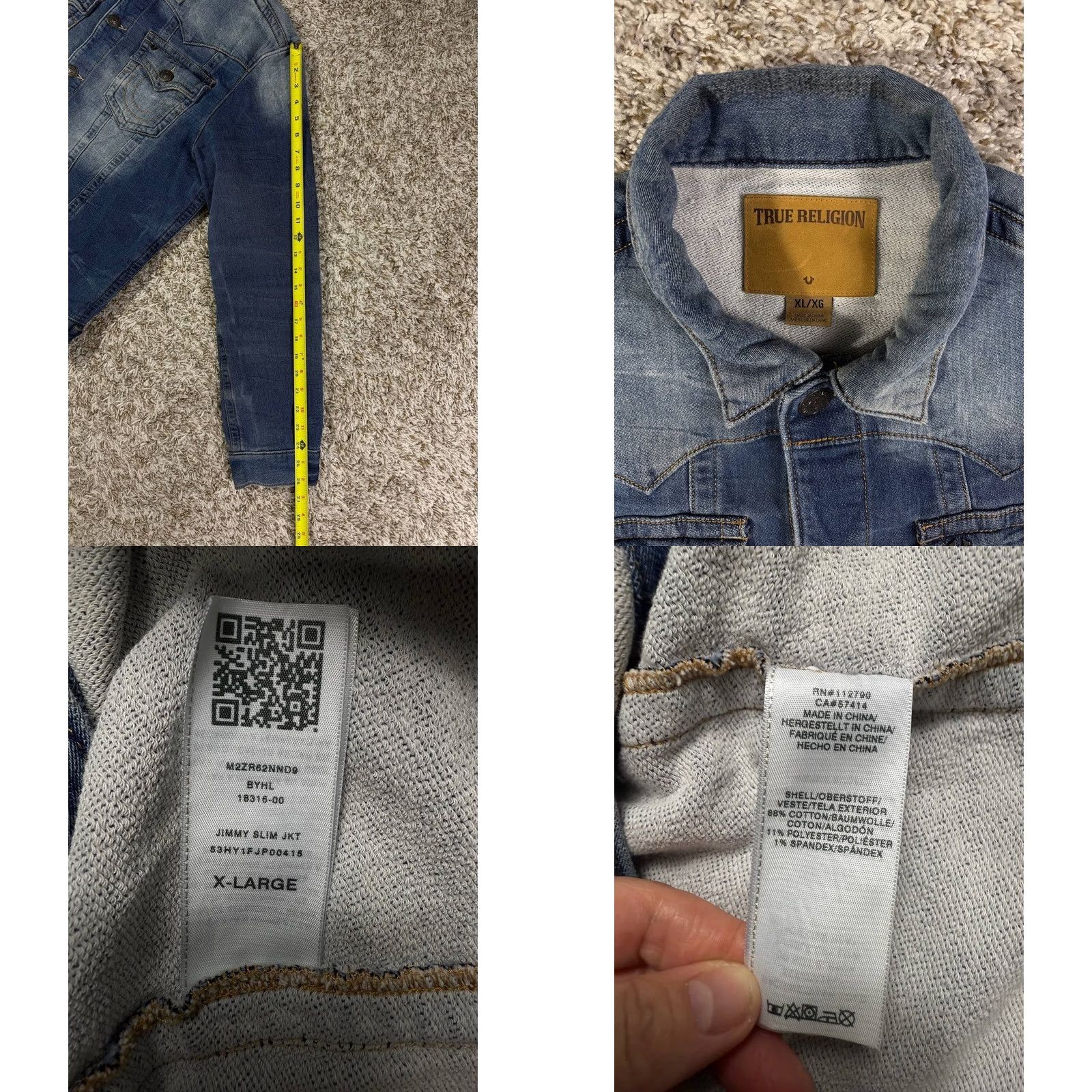 True Religion True Religion Jimmy Denim Jacket Slim Men's Size XL Blue Cotton Button Bomber Size US XL / EU 56 / 4 - 8 Thumbnail
