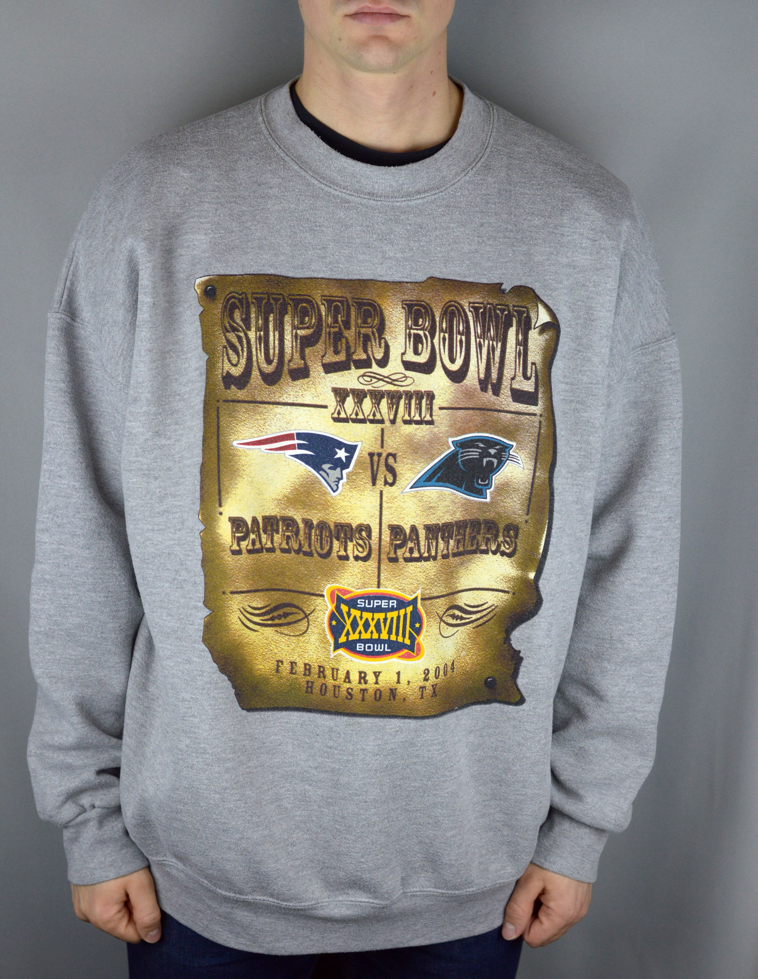 Vintage Vintage Super Bowl Patriots vs Panthers 2004 sweatshirt Size US XXL / EU 58 / 5 - 1 Thumbnail