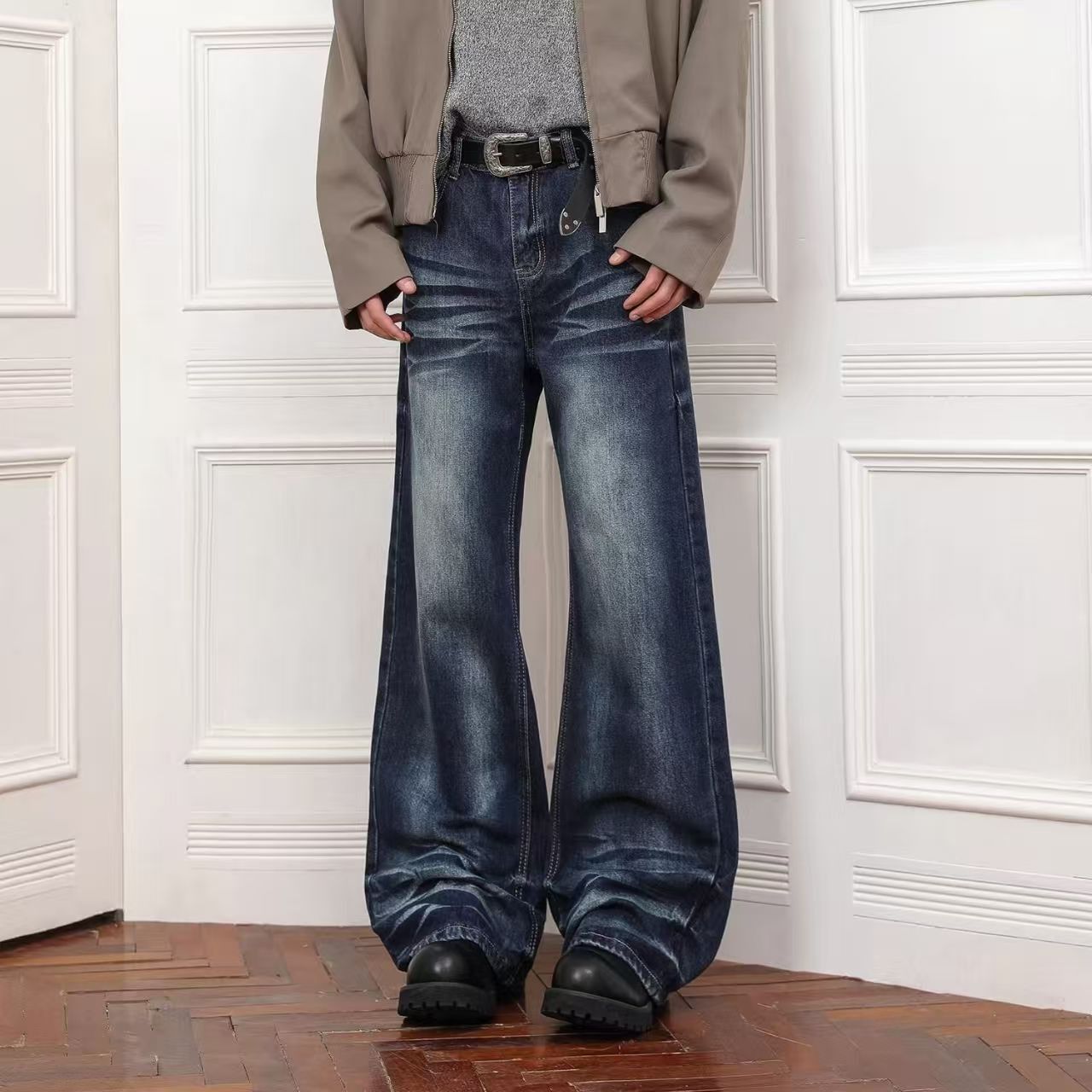 Vintage American Retro Distressed Straight-Leg Flared Jeans Size US 32 / EU 48 - 4 Thumbnail