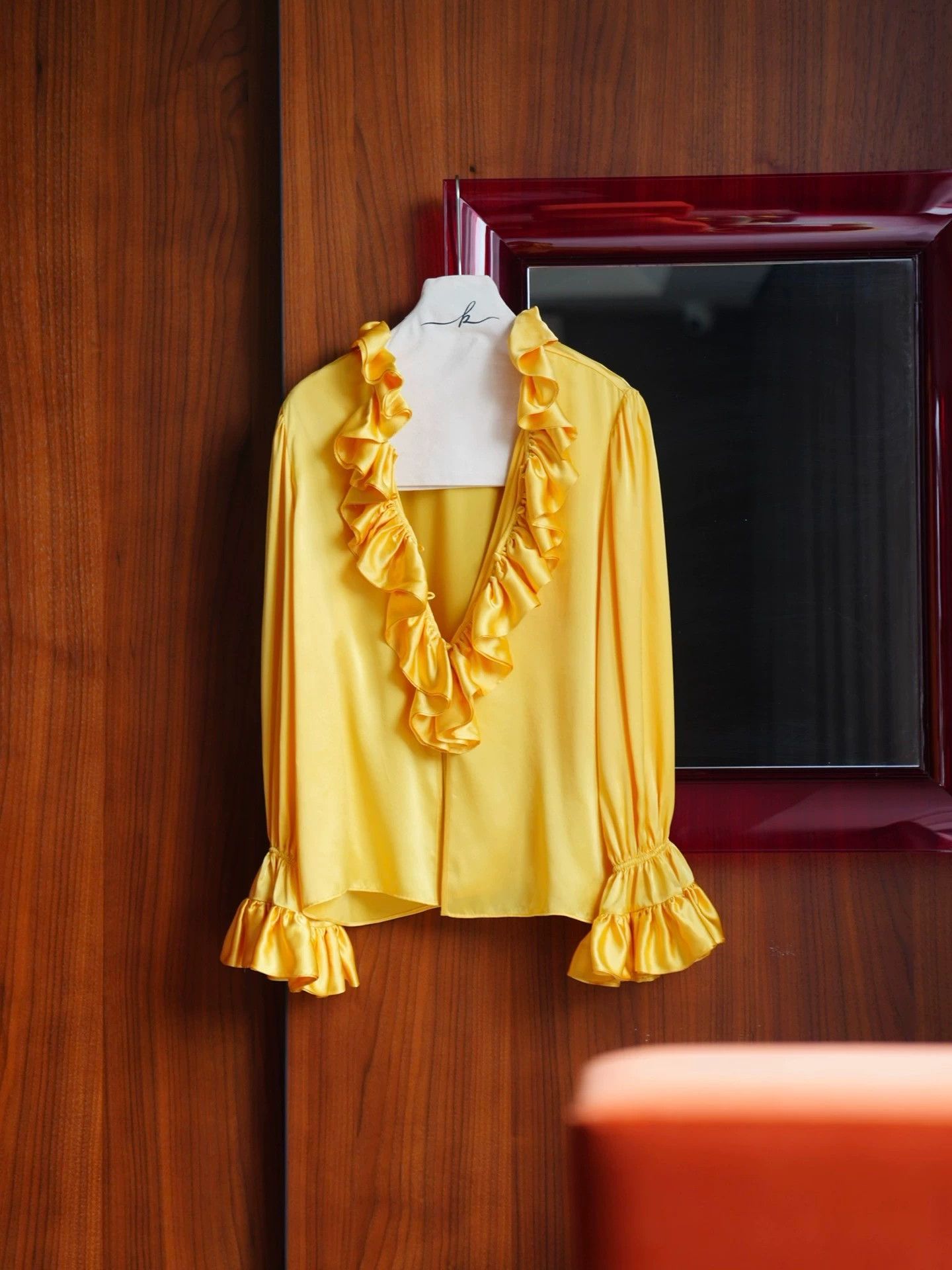 Other Custom Sunset Yellow Silk Vampire Shirt Loose Fit Size S / US 4 / IT 40 - 3 Thumbnail