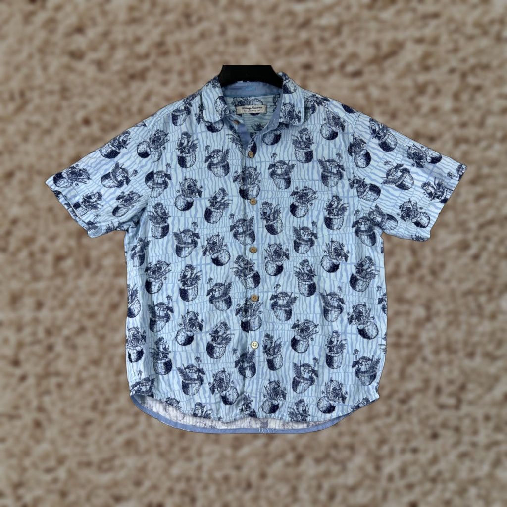 Tommy Bahama Tommy Bahama Shirt Men Medium Blue Veracruz Cay Tropical Drinks Birds Coconut Size US M / EU 48-50 / 2 - 1 Thumbnail