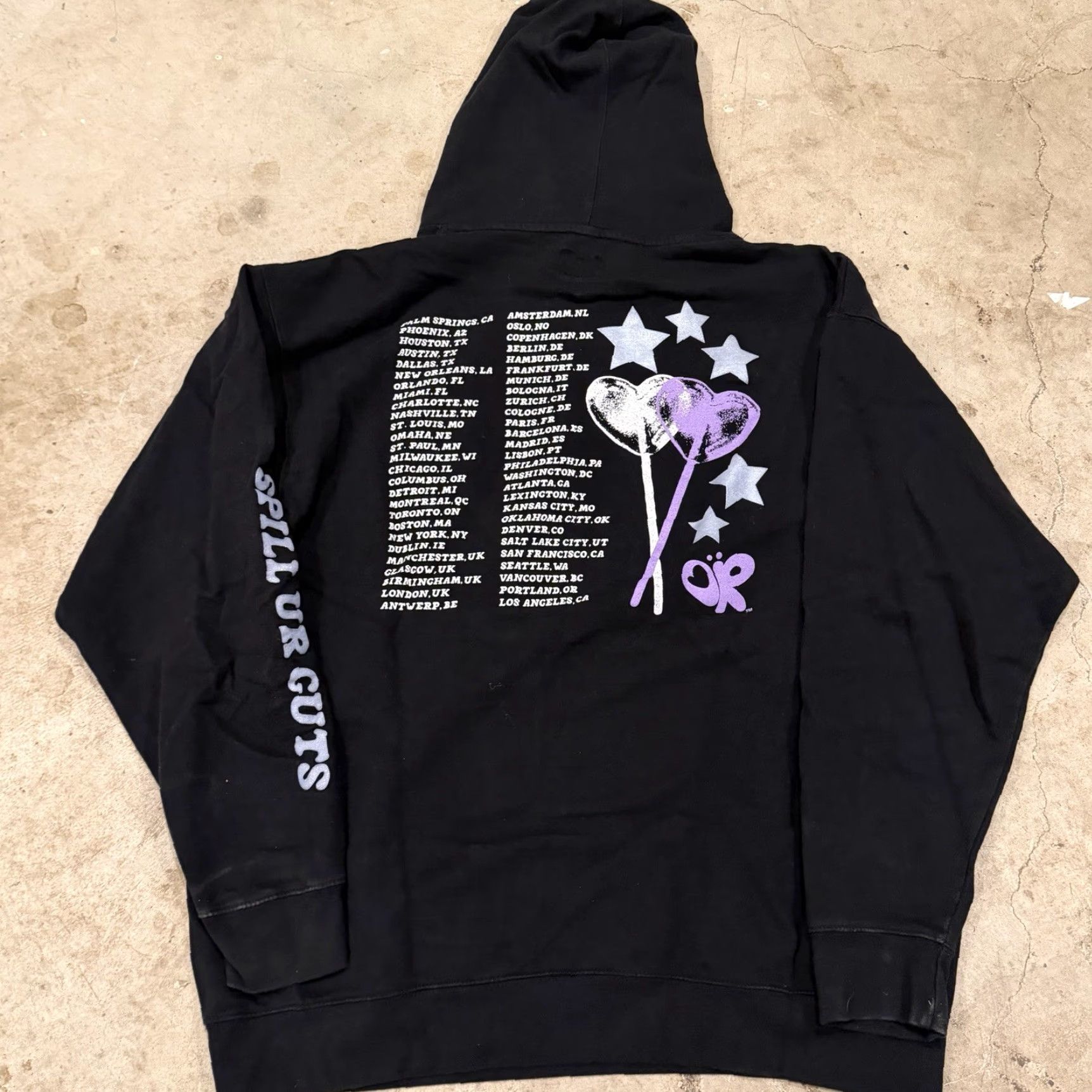 Bravado VINTAGE Olivia Rodrigo GUTS World Tour Hoodie 2XL Bravado Shirt Mens Black Cotton Crew Neck Short Sleeve Pullover Concert Music Spring Summer Size US XXL / EU 58 / 5 - 2 Thumbnail