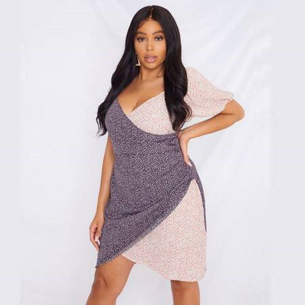 Other NWT New Missguided Mix Print Wrap Floral Short Sleeve Dress Size XL / US 12-14 / IT 48-50 - 1 Thumbnail