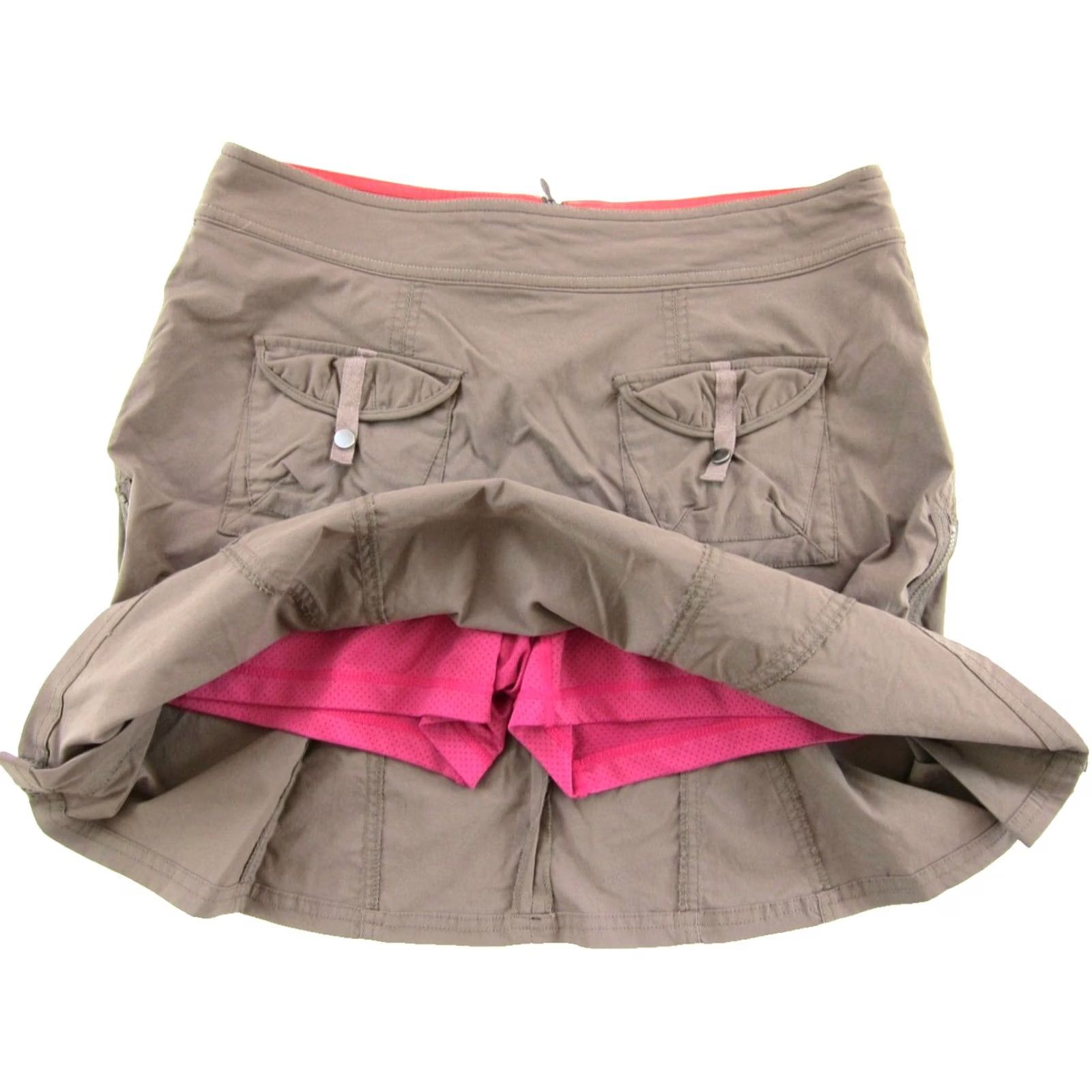 Vintage Title Nine Brown Neon Pink Short Lined Pocket Zipper Sides Tennis Sport Skirt 10 Size 32" / US 10 / IT 46 - 3 Thumbnail