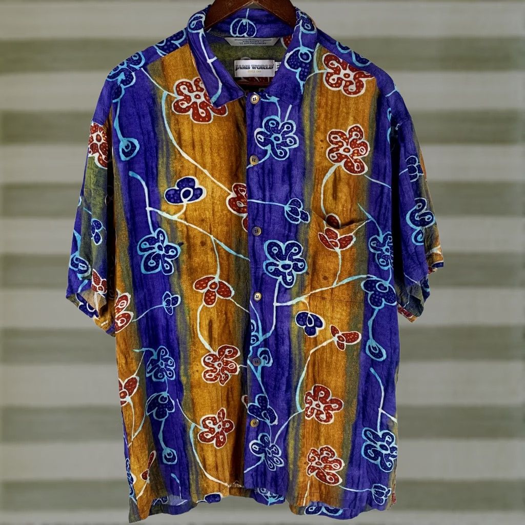 Jams World VINTAGE Jams World Button-Down Shirt Mens XL Purple Yellow Floral Charms Made in Hawaii Size US XL / EU 56 / 4 - 1 Thumbnail