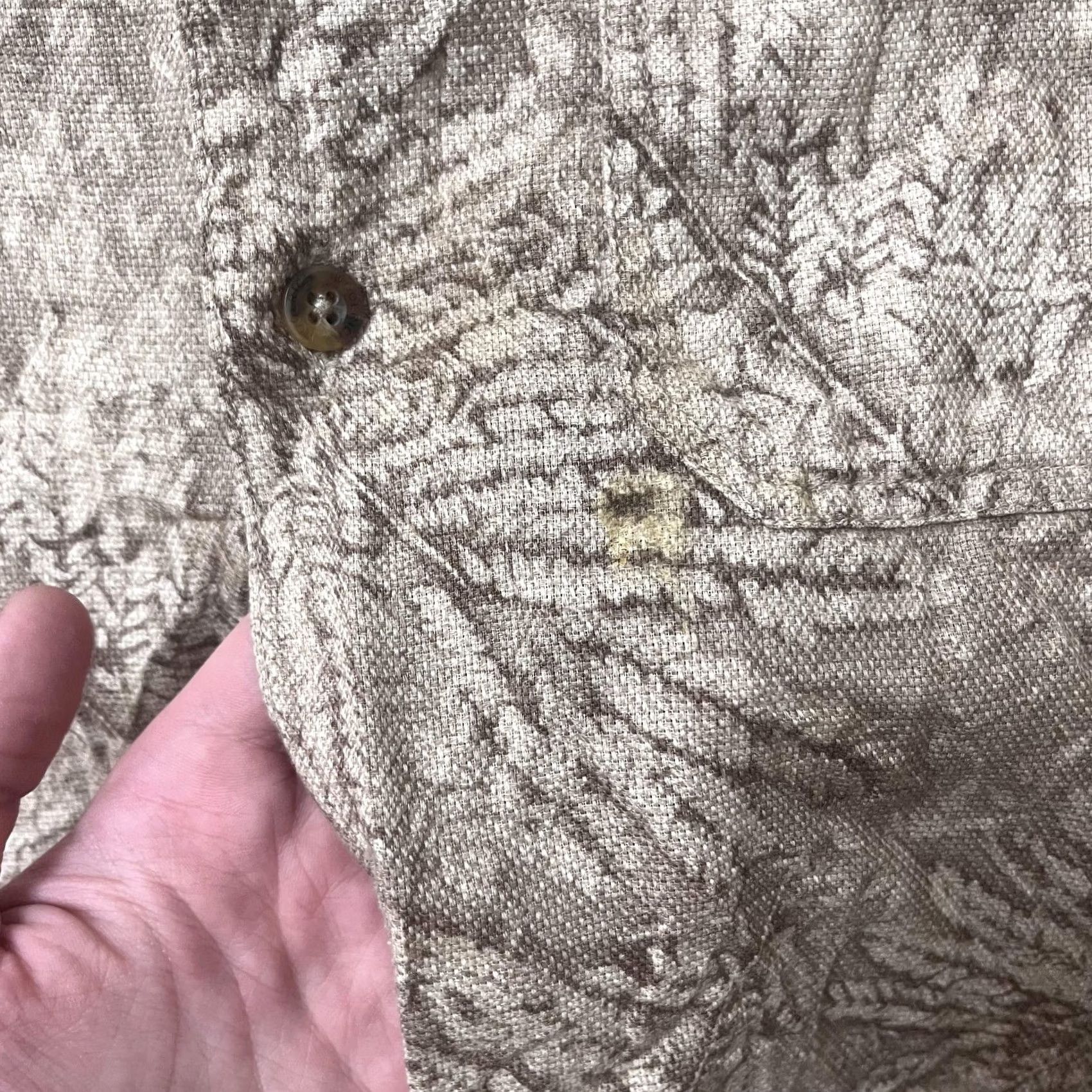 Vintage VINTAGE Woolrich Shirt Mens XL Beige Leaf Print Button Up Tropical Short Sleeve Size US XL / EU 56 / 4 - 2 Thumbnail