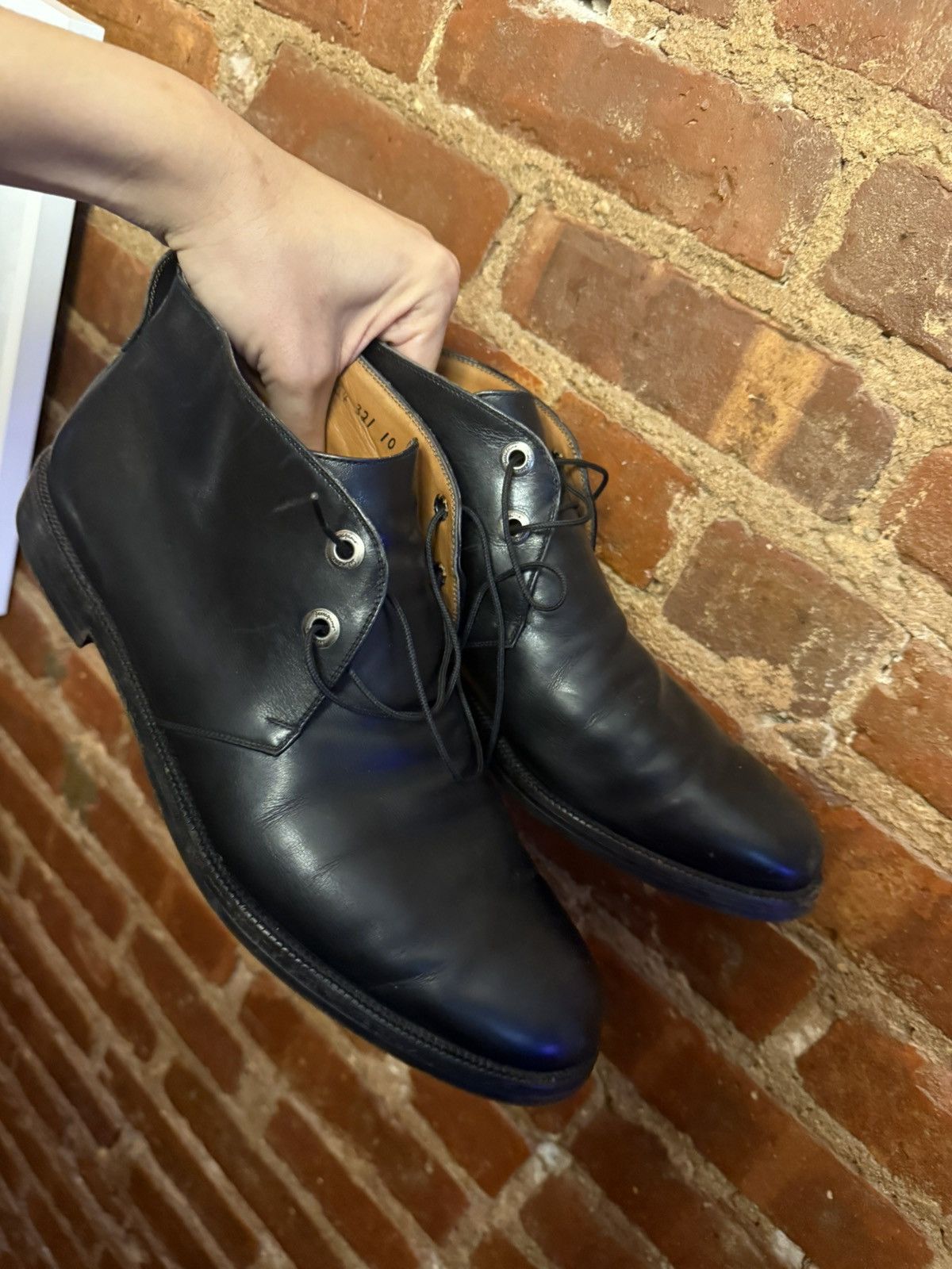 Salvatore Ferragamo Black Leather Chukka Boots Mens US 10