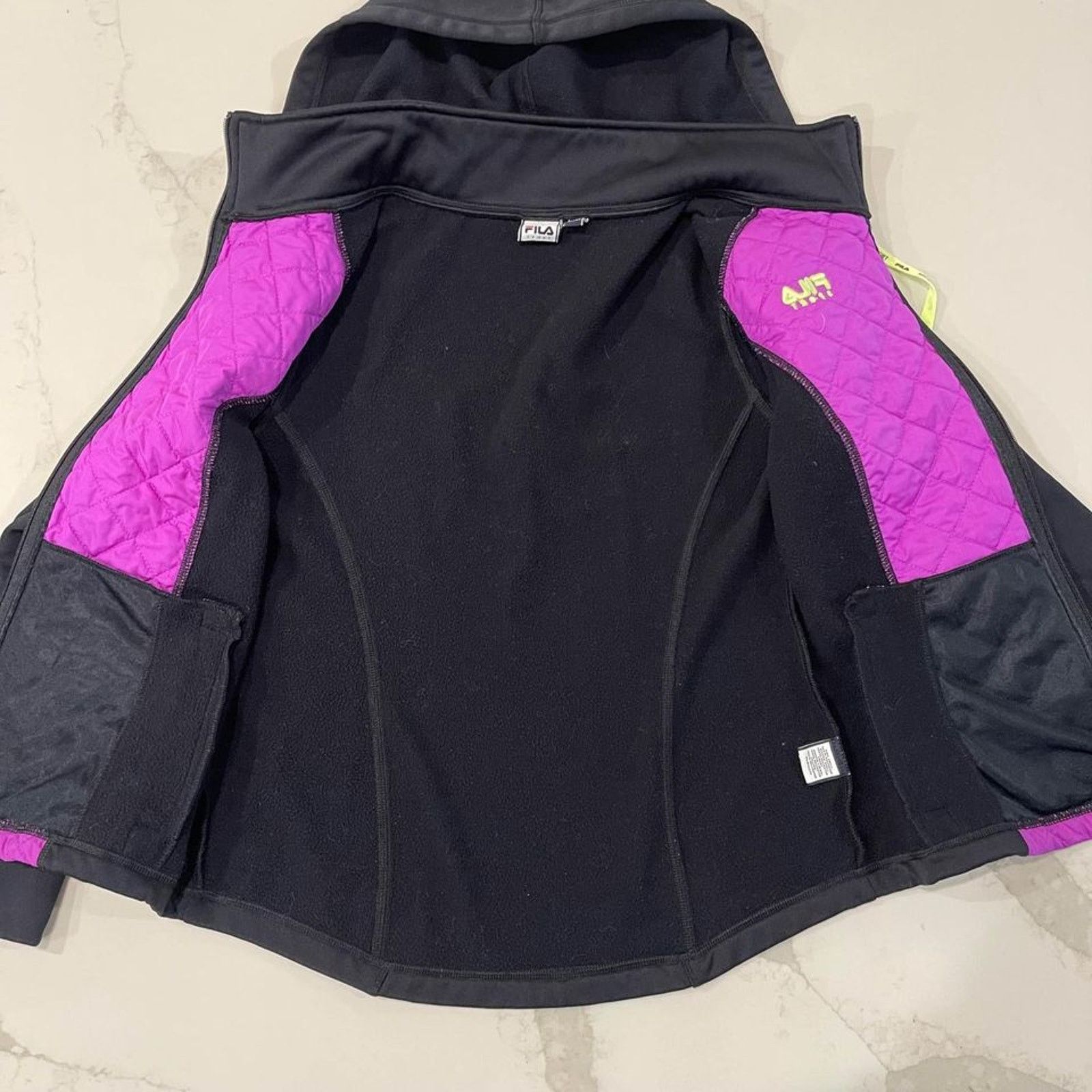 Fila Fila Sport Black Purple Full Zip Quilted Jacket Womens Small Size S / US 4 / IT 40 - 8 Thumbnail