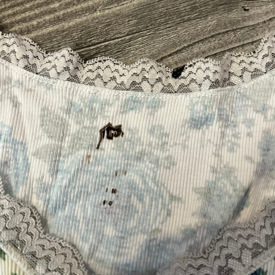 Other stained no brand blue white floral lace tank top Size L / US 10 / IT 46 - 3 Thumbnail