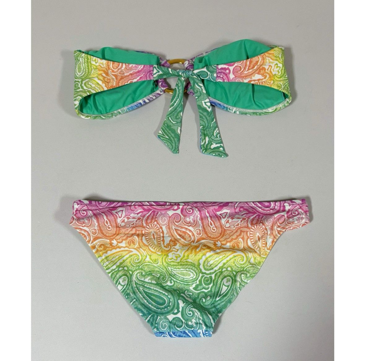 Designer × Sugar × Vintage Sugar Free Paisley Top (M) and Bottoms (S) Bikini Set 💚✨ Size ONE SIZE - 4 Thumbnail