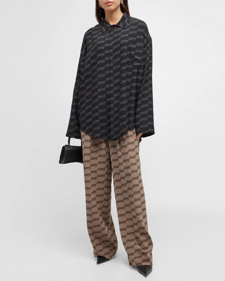 Balenciaga o1bcso1str1124 BB Monogram Minimal Shirt in Black Size M / US 6-8 / IT 42-44 - 5 Thumbnail