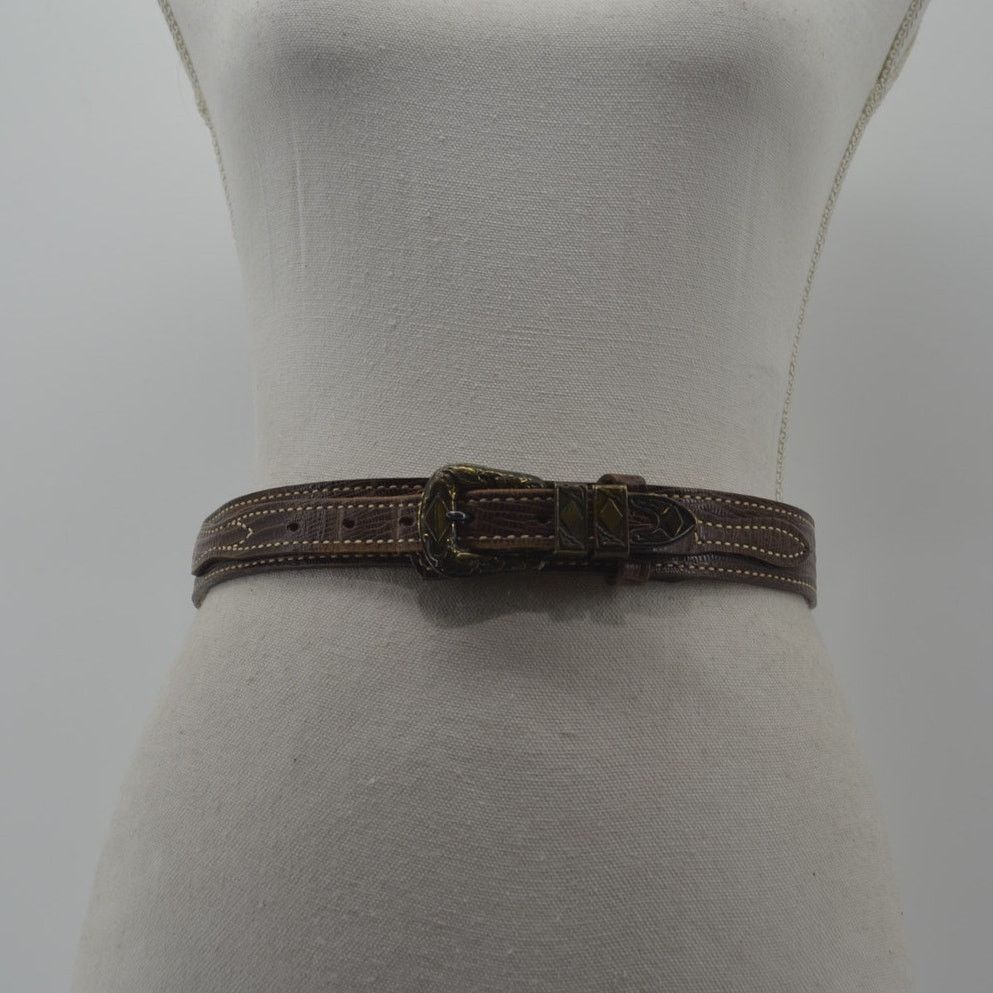 Vintage TexTan Women's Western Cowgirl Brown Leather Belt Boho Sz 28 Size ONE SIZE - 14 Thumbnail