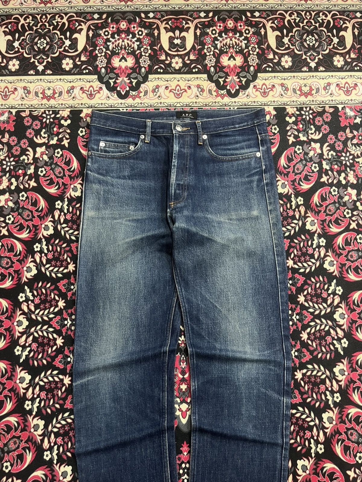 A.P.C. × Kanye West Vintage A.P.C Cure Blue Faded Washed Straight Tapered Jeans Size US 30 / EU 46 - 3 Thumbnail