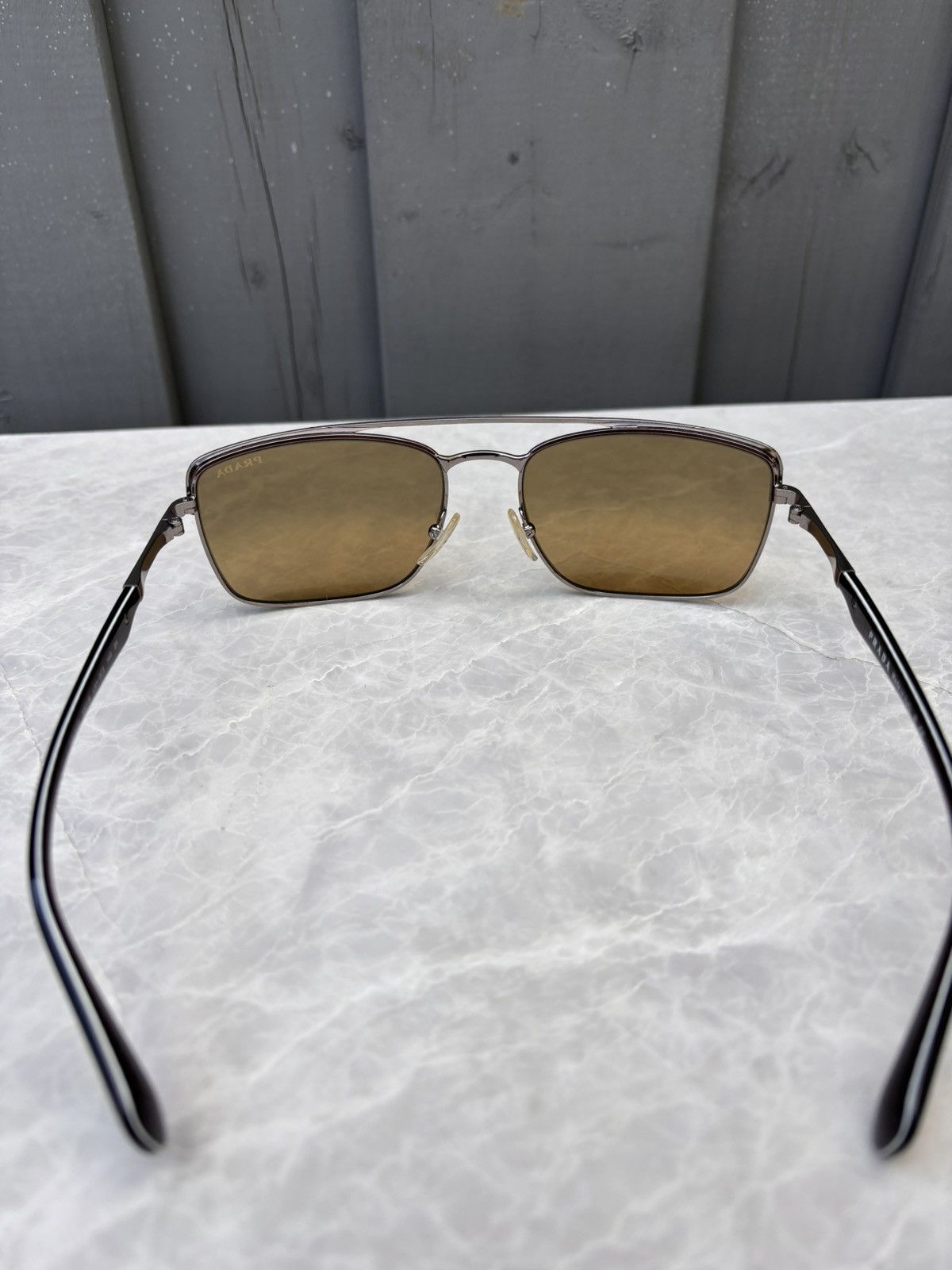 Designer × Prada Prada Sunglasses SPR 50Q Metal Chrome Aviator Wayfarer Bar Size ONE SIZE - 12 Thumbnail