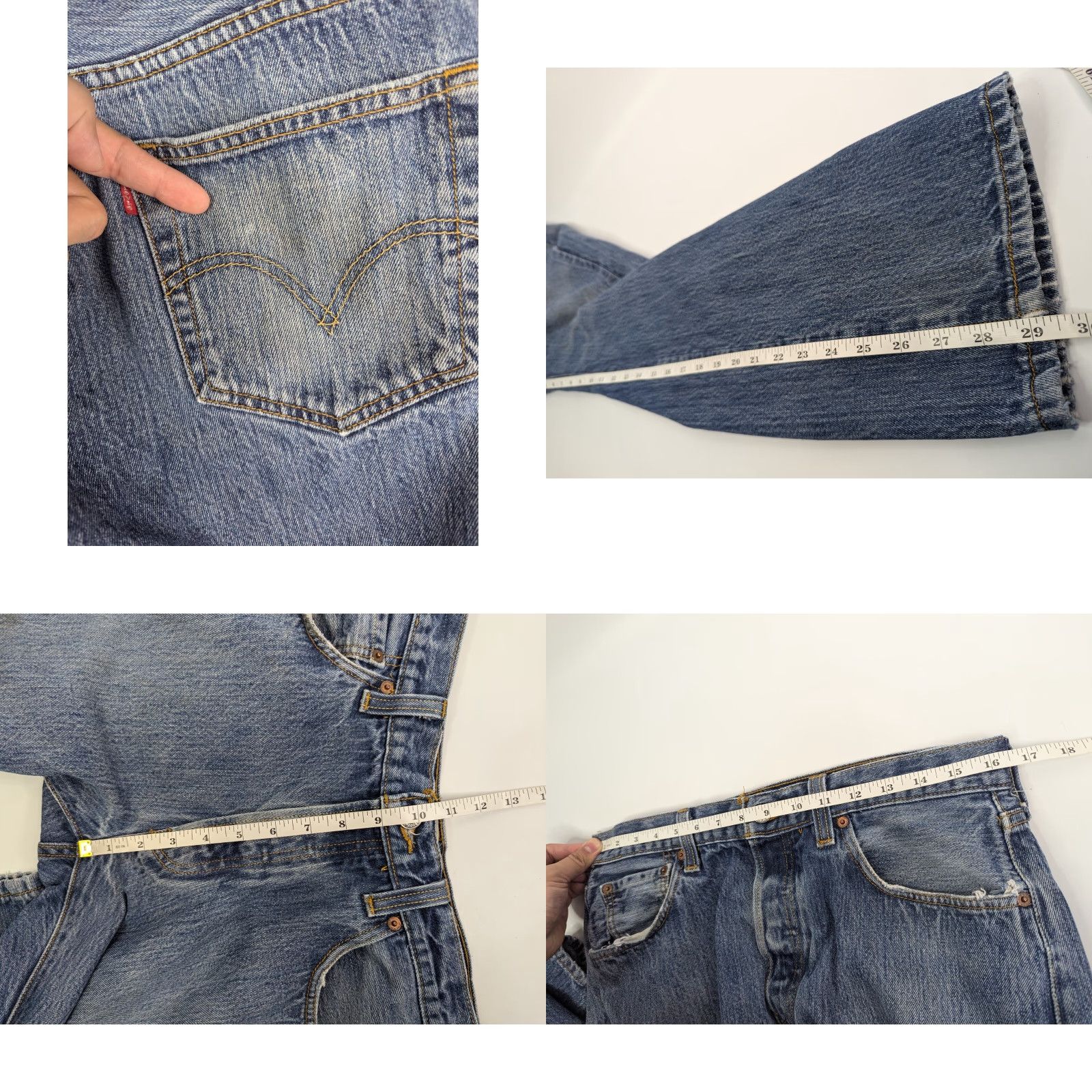 Levi's VINTAGE Levi's 501 XX Jeans Button Fly Straight Leg Mens 33 Blue Cotton Regular Stain Distressed 29 Inseam Size US 33 - 8 Thumbnail