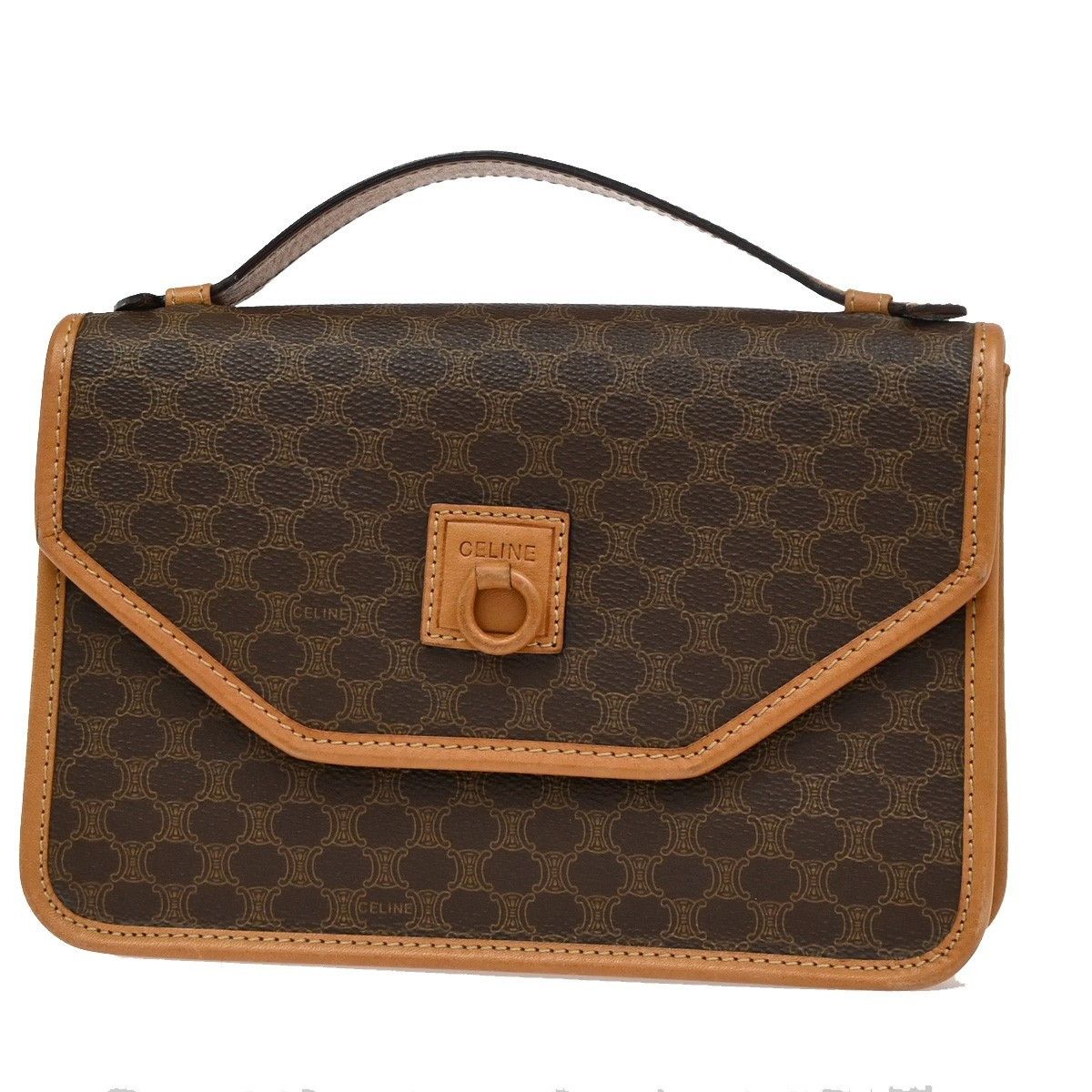 Celine Celine Vintage Macadam Handbag Canvas and Leather Size ONE SIZE - 1 Thumbnail
