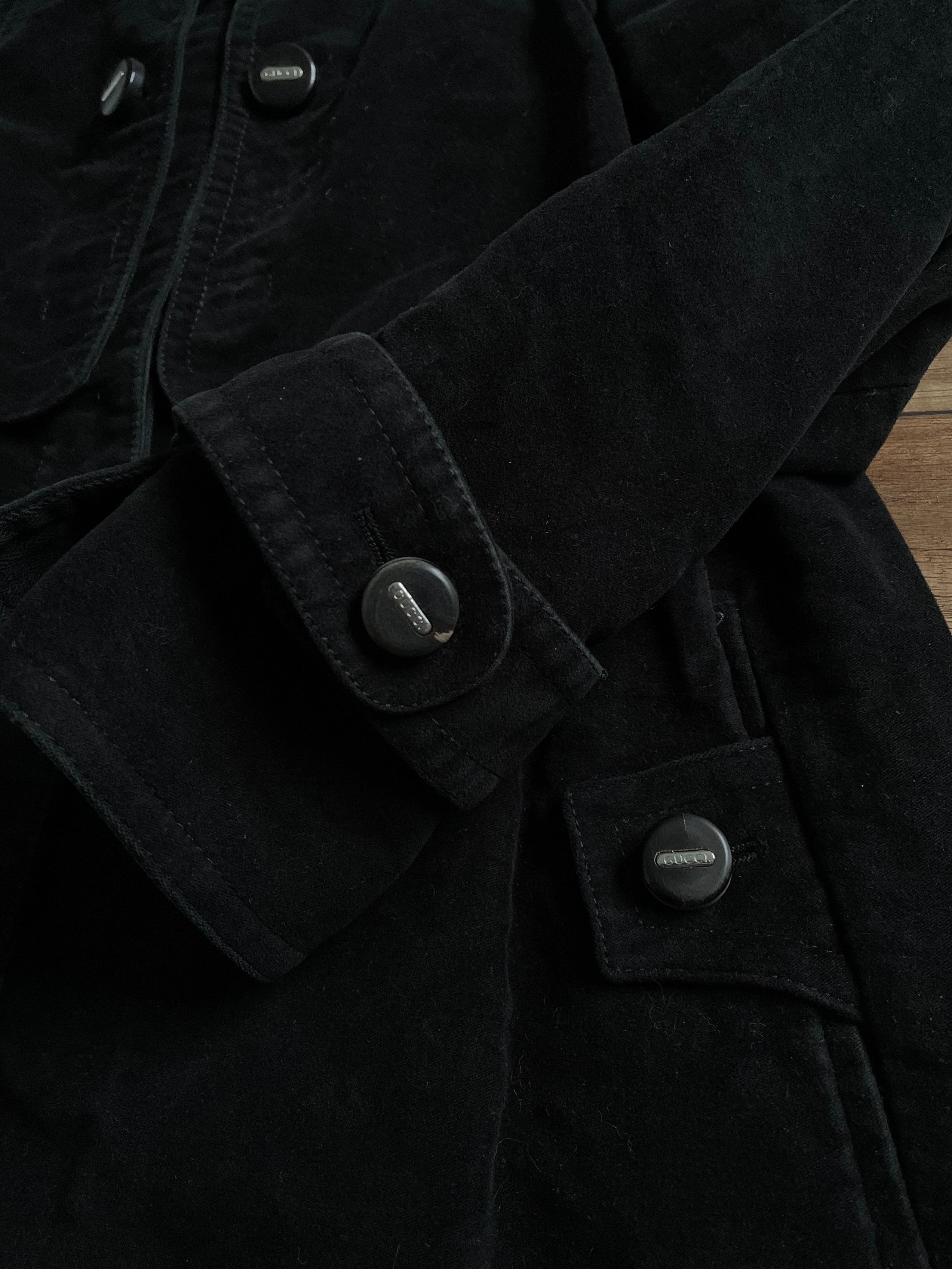 Gucci Vintage Gucci Black Velvet Corduroy Trench Coat Jacket Size L / US 10 / IT 46 - 9 Thumbnail