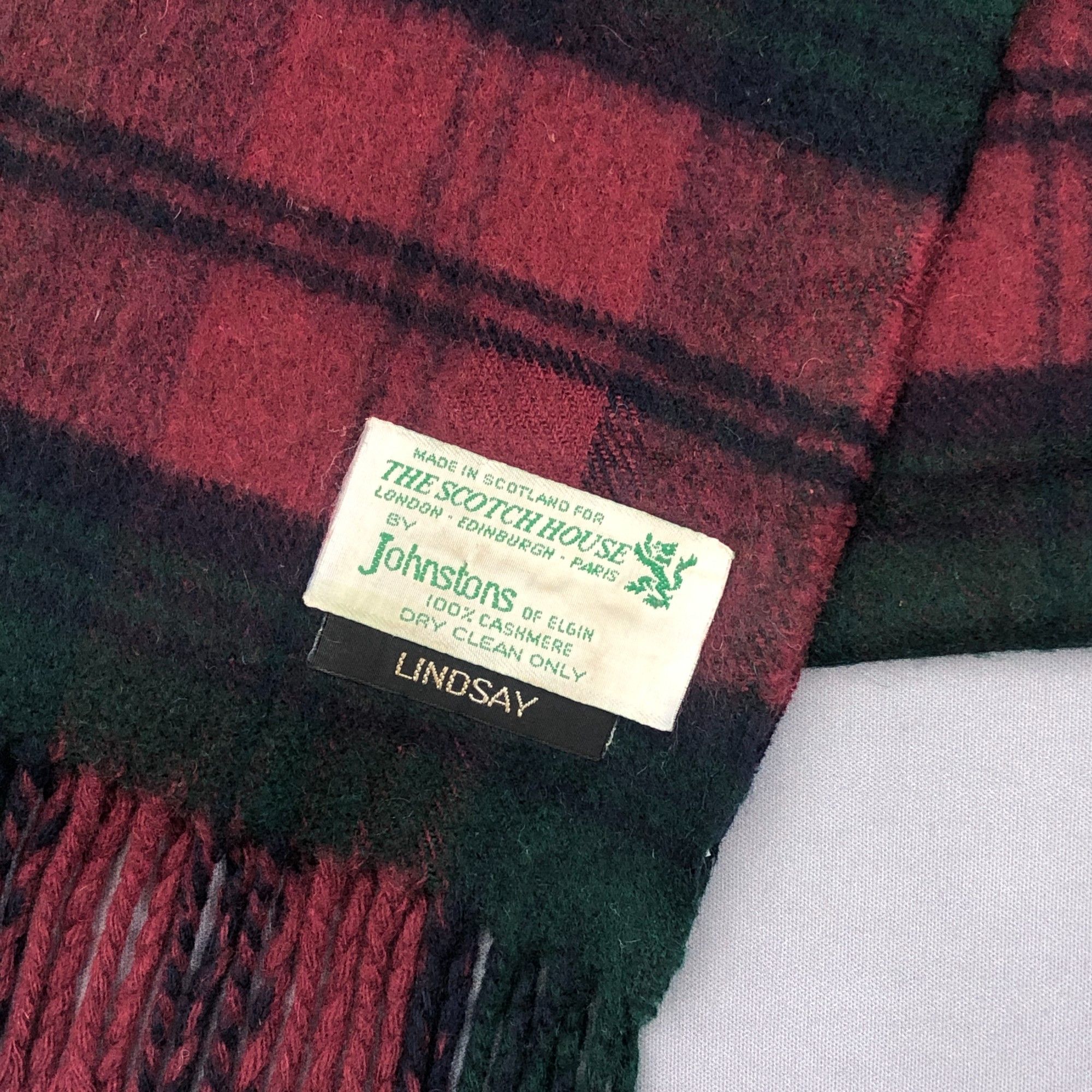 Johnstons Of Elgin Vintage Johnstons Scarf Muffler Wool Plaid Tartan Scarves Size ONE SIZE - 4 Thumbnail
