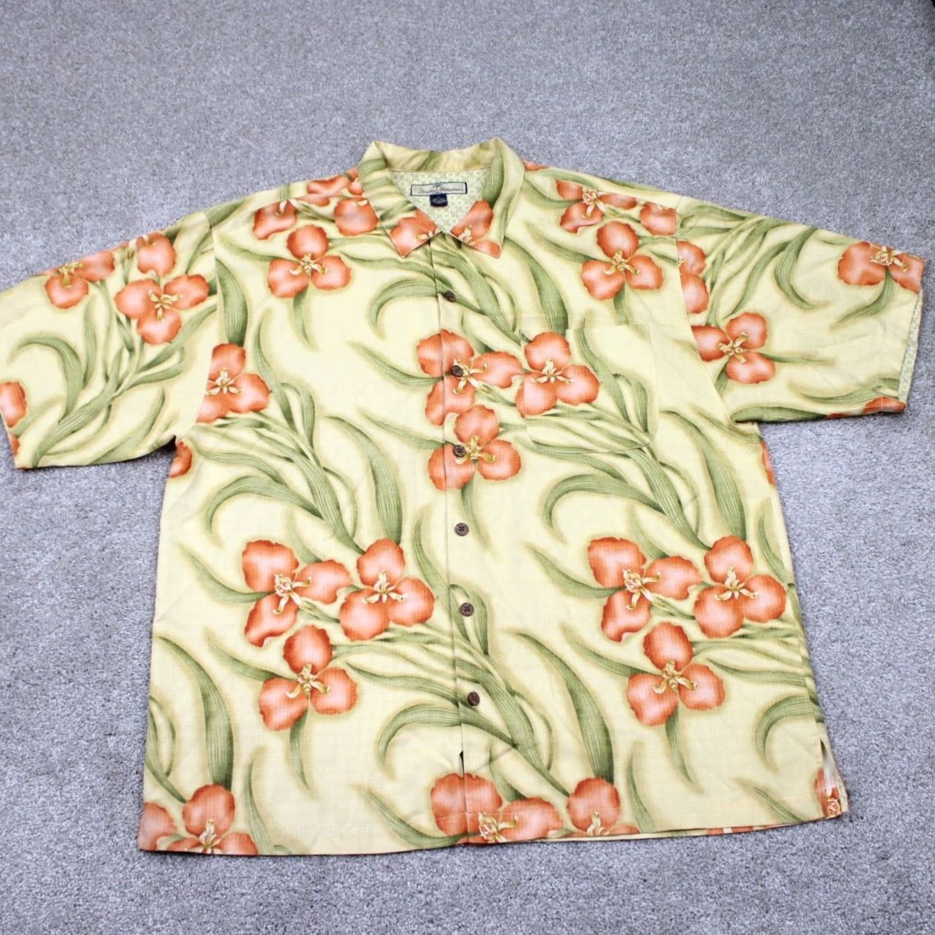 Tommy Bahama Tommy Bahama Camp Shirt Adult XL Yellow Floral Silk S/S Button Up Shirt Size US XL / EU 56 / 4 - 2 Thumbnail