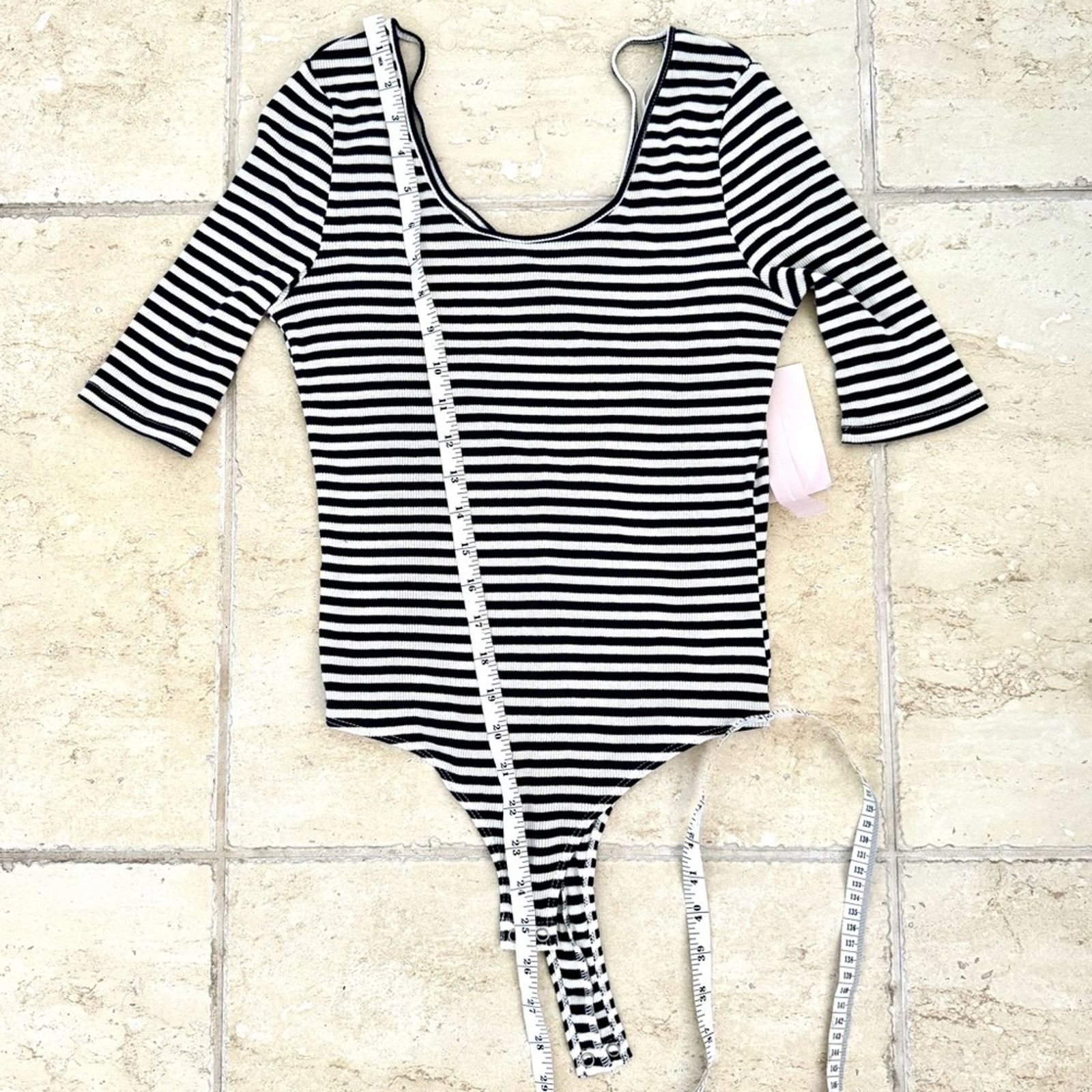 Avec Ces Freres NWT! Avec Les Filles Bodysuit, White/Navy Stripes, Size S Size S / US 4 / IT 40 - 12 Thumbnail