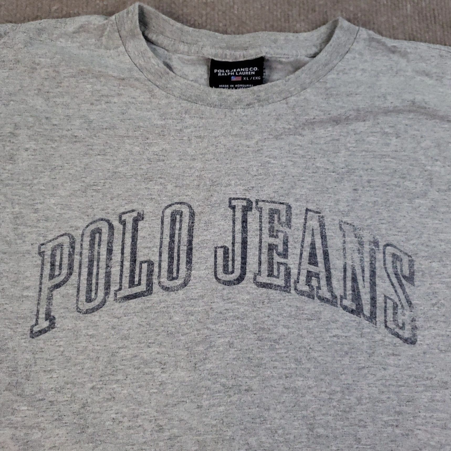 Vintage VINTAGE Polo Jeans Co Ralph Lauren Shirt Mens XL Gray Spell Out Tee Flaw Y2K Size US XL / EU 56 / 4 - 6 Thumbnail