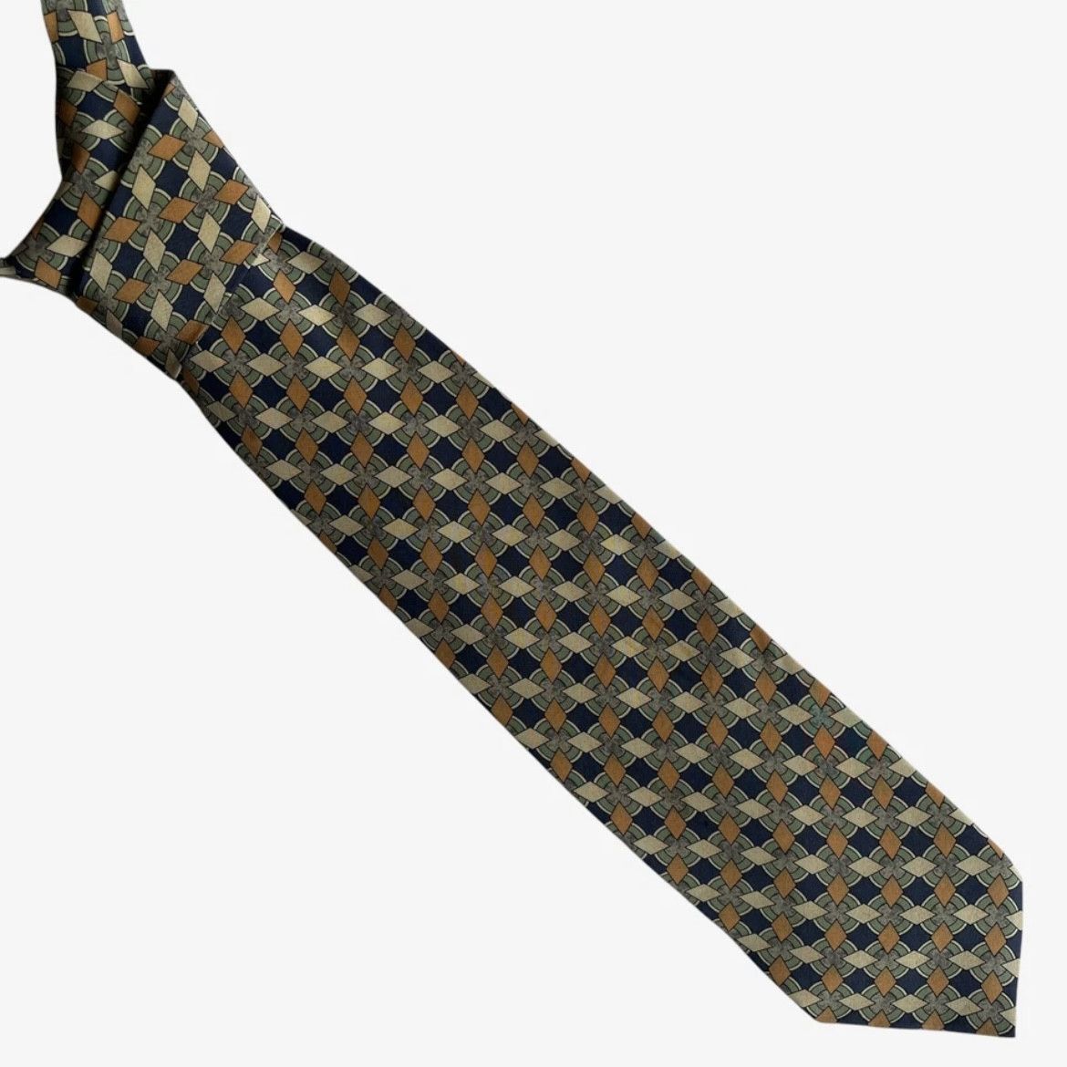Valentino Vintage 90s Valentino Geometric Abstract Print Navy Silk Tie Size ONE SIZE - 1 Thumbnail