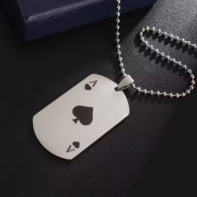 Jewelry Silver Classic Square Tag Ace of Spades Necklaces Size ONE SIZE - 2 Thumbnail