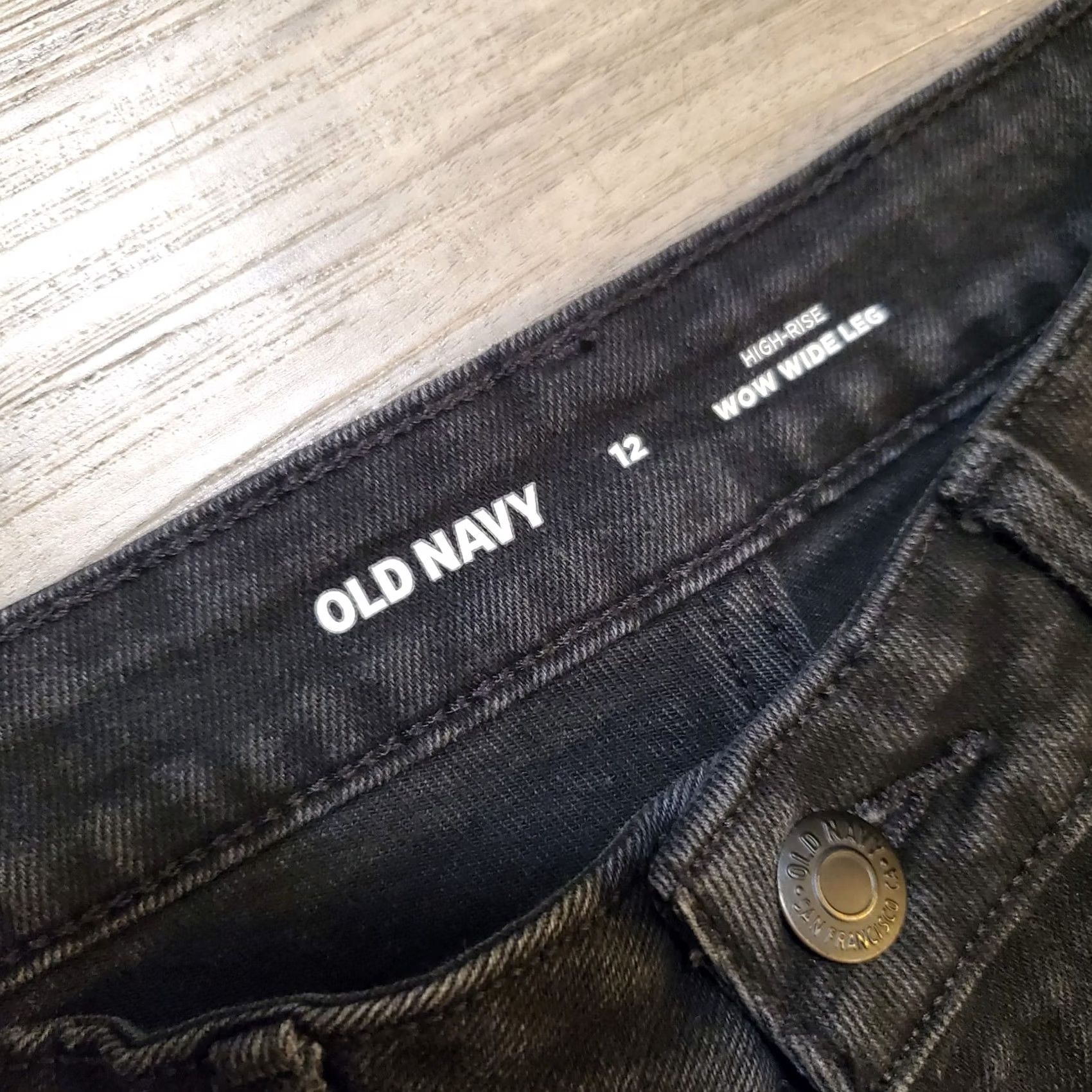 Old Navy Old Navy Womens Black High Rise Wow Wide Leg Jeans Size 12 Cotton Blend Grunge 90s Size 34" / US 12 / IT 48 - 4 Thumbnail