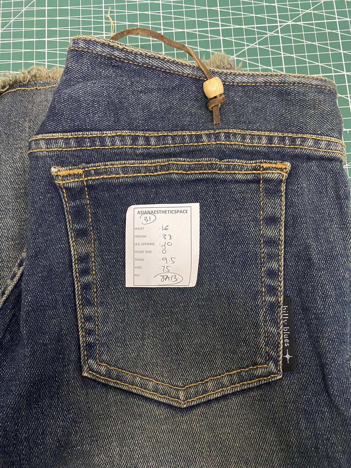 Tornado Mart Vintage Flare Billy Blues Lace Up Denim with Frayed Hem Size US 31 - 14 Thumbnail