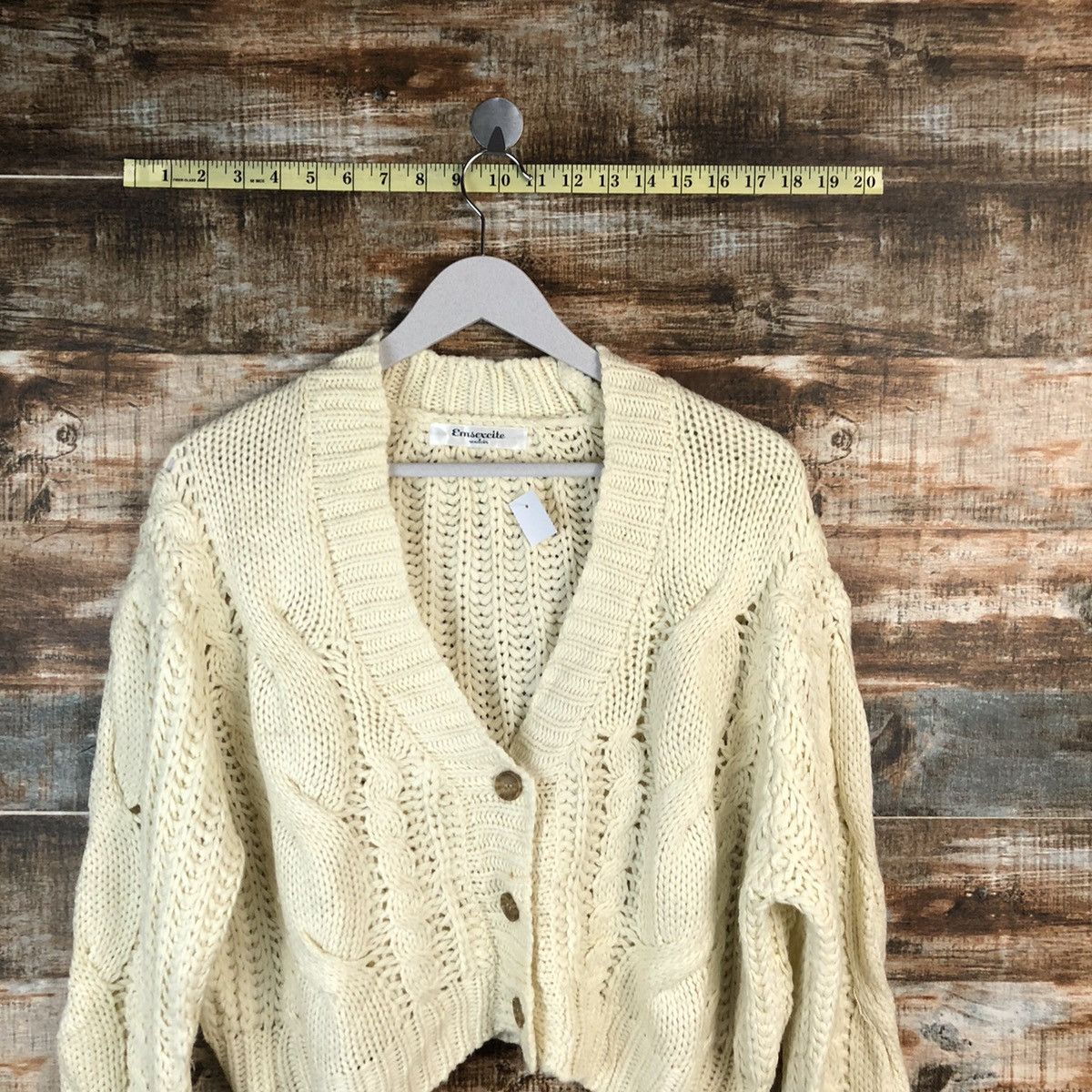 Vintage Emsexcite White Cardigan Knitwear crop top #A1474 Size M / US 6-8 / IT 42-44 - 2 Thumbnail