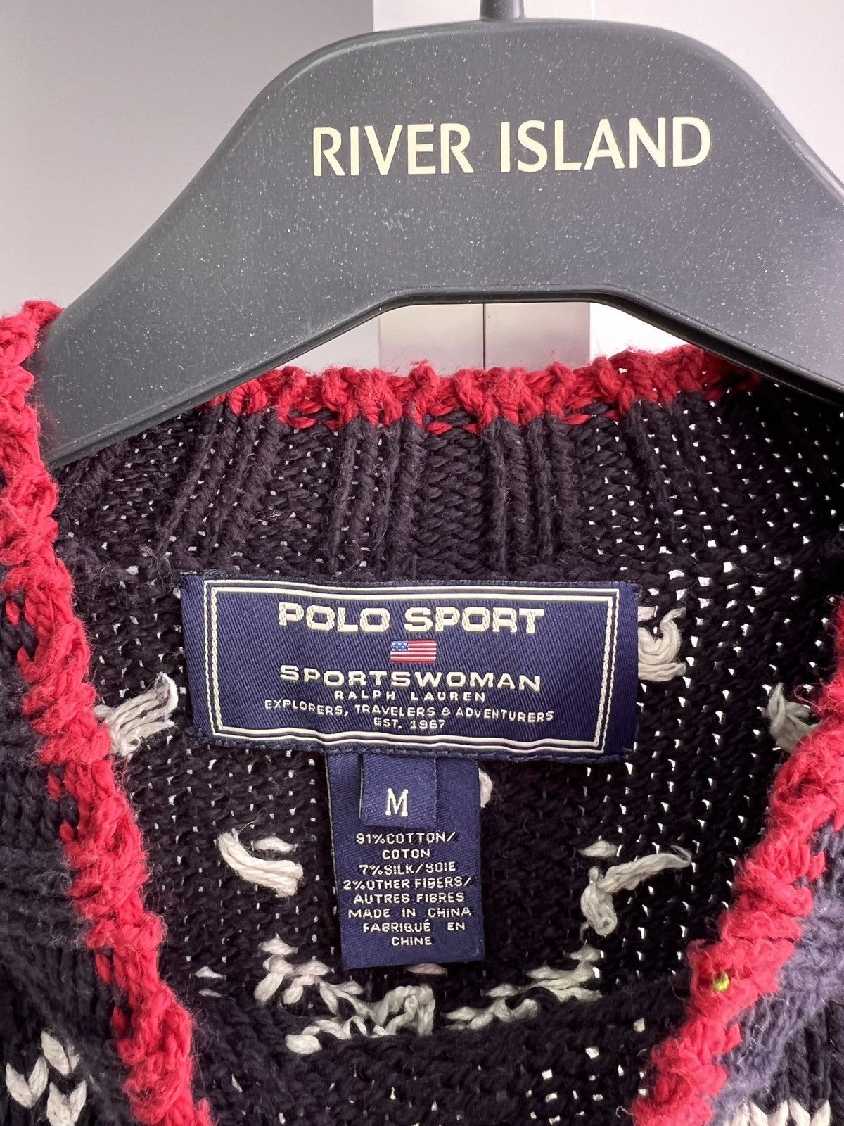 Polo Ralph Lauren × Ralph Lauren Sport × Vintage Vintage Polo Sport Sweater Women’s Navy American Flag Size M / US 6-8 / IT 42-44 - 7 Thumbnail