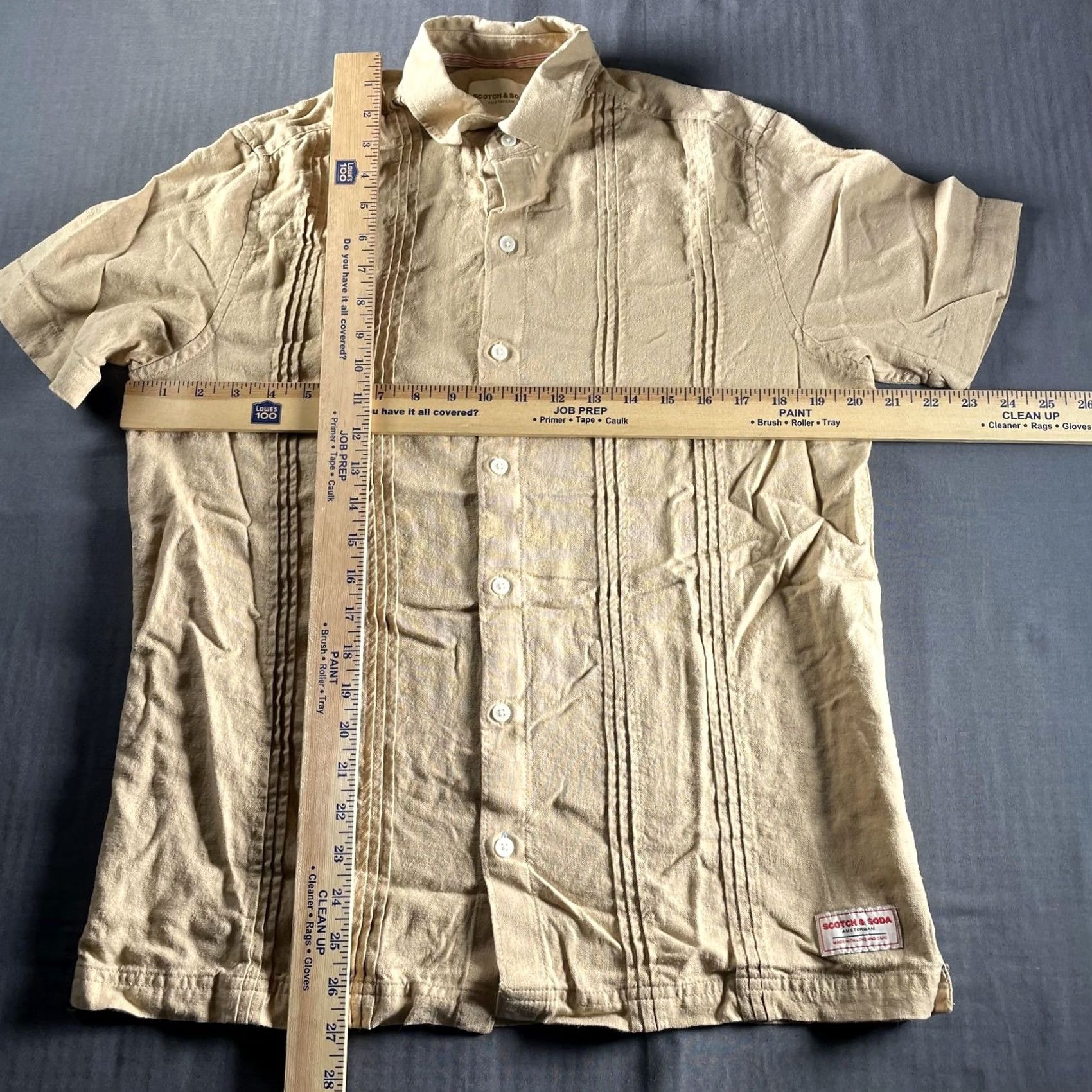 Scotch & Soda Scotch & Soda Shirt Mens Small Beige Linen Blend Short Sleeve Button Up Casual Size US S / EU 44-46 / 1 - 5 Thumbnail