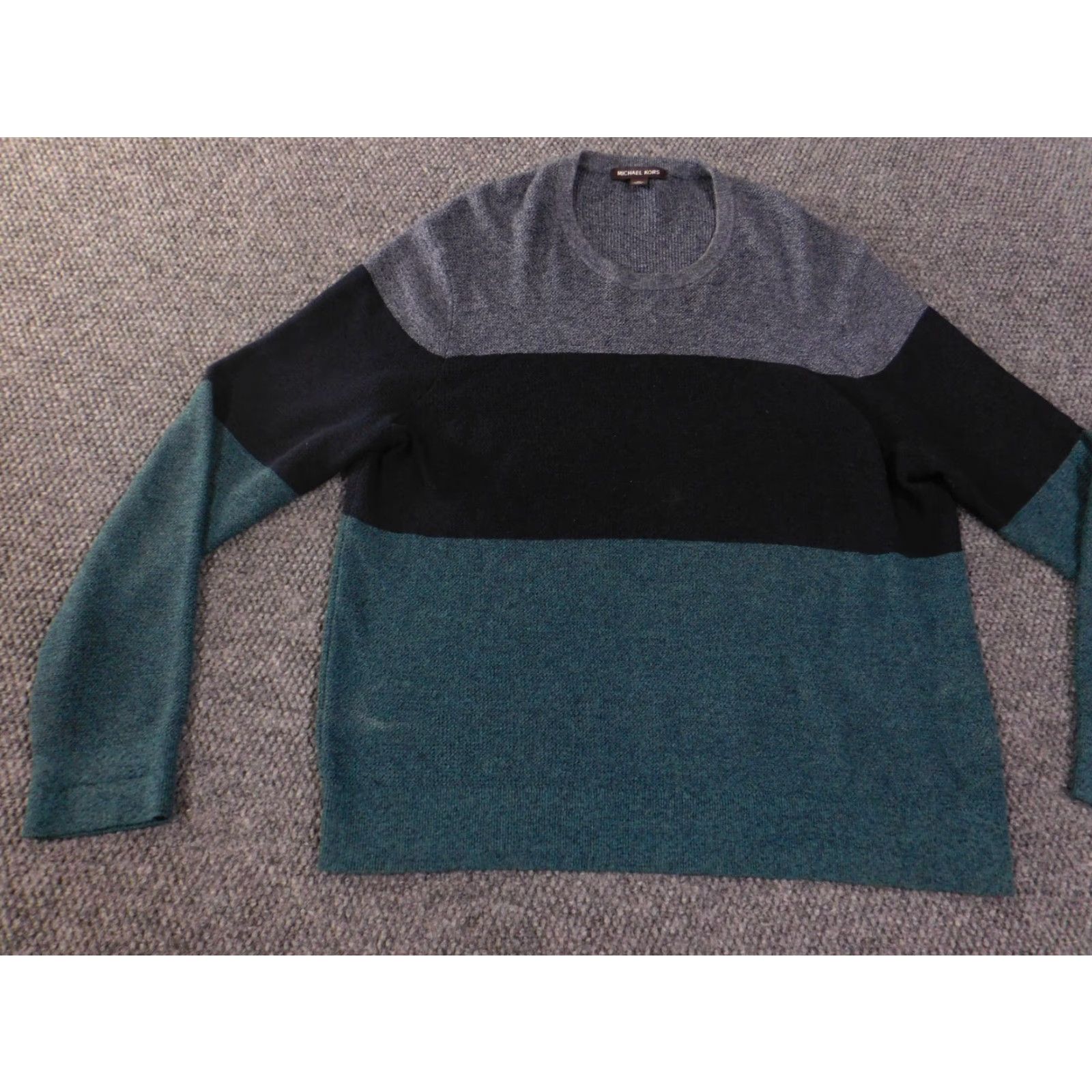 Michael Kors Michael Kors Sweater Mens XL Green Striped Cotton Wool Crewneck Pullover Size US XL / EU 56 / 4 - 3 Thumbnail