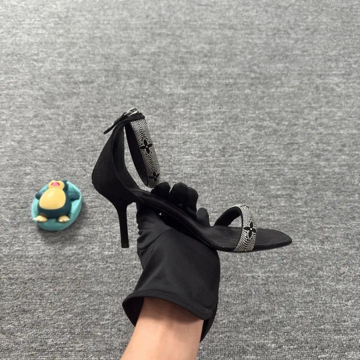 Louis Vuitton Louis Vuitton Stylish Black Rhinestone Heels for Women -250 Size US 5 / IT 35 - 7 Thumbnail