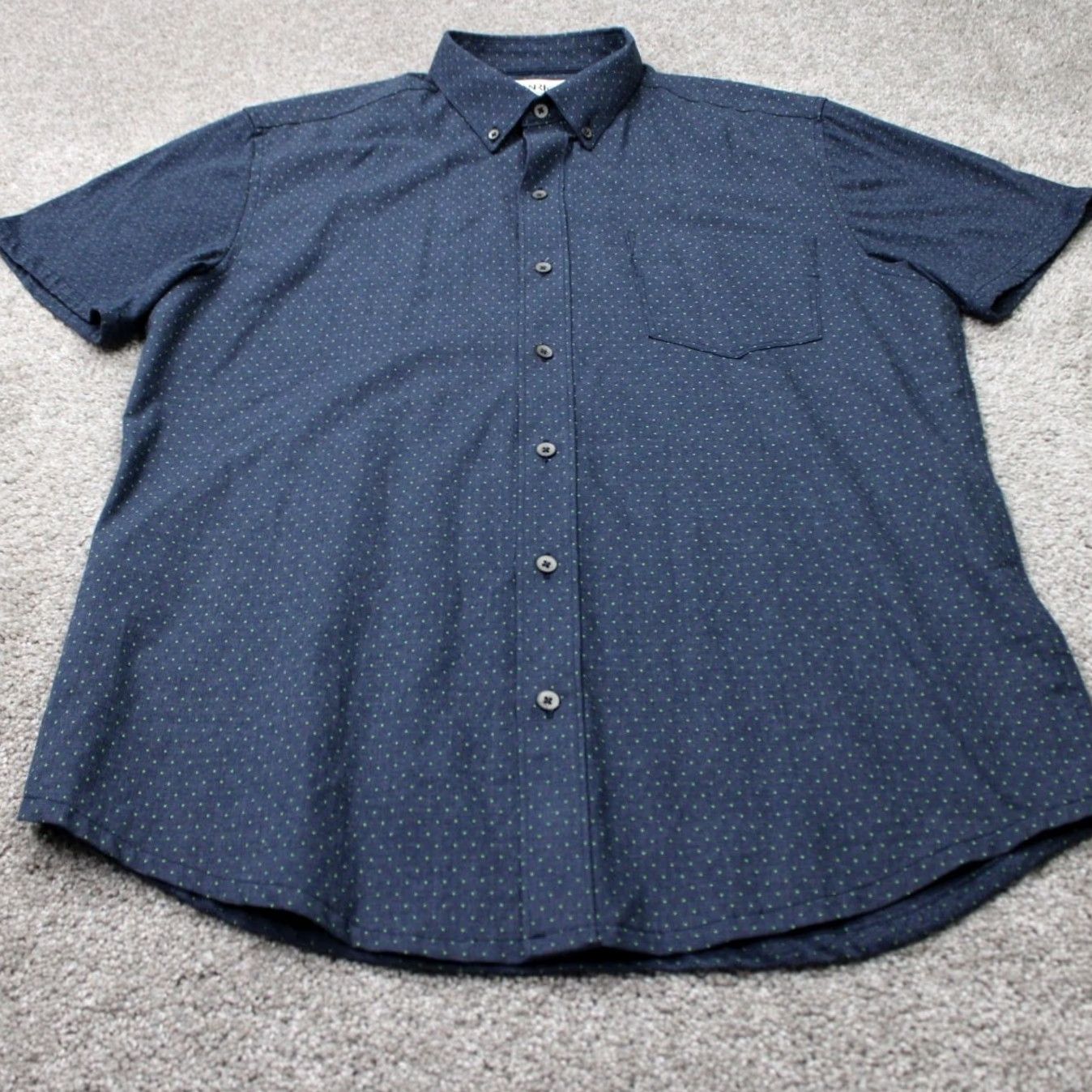 Vintage WRK The Reworked Shirt Mens Medium Blue/Green Geometric Cotton S/S Button-Up Shirt Size US M / EU 48-50 / 2 - 2 Thumbnail
