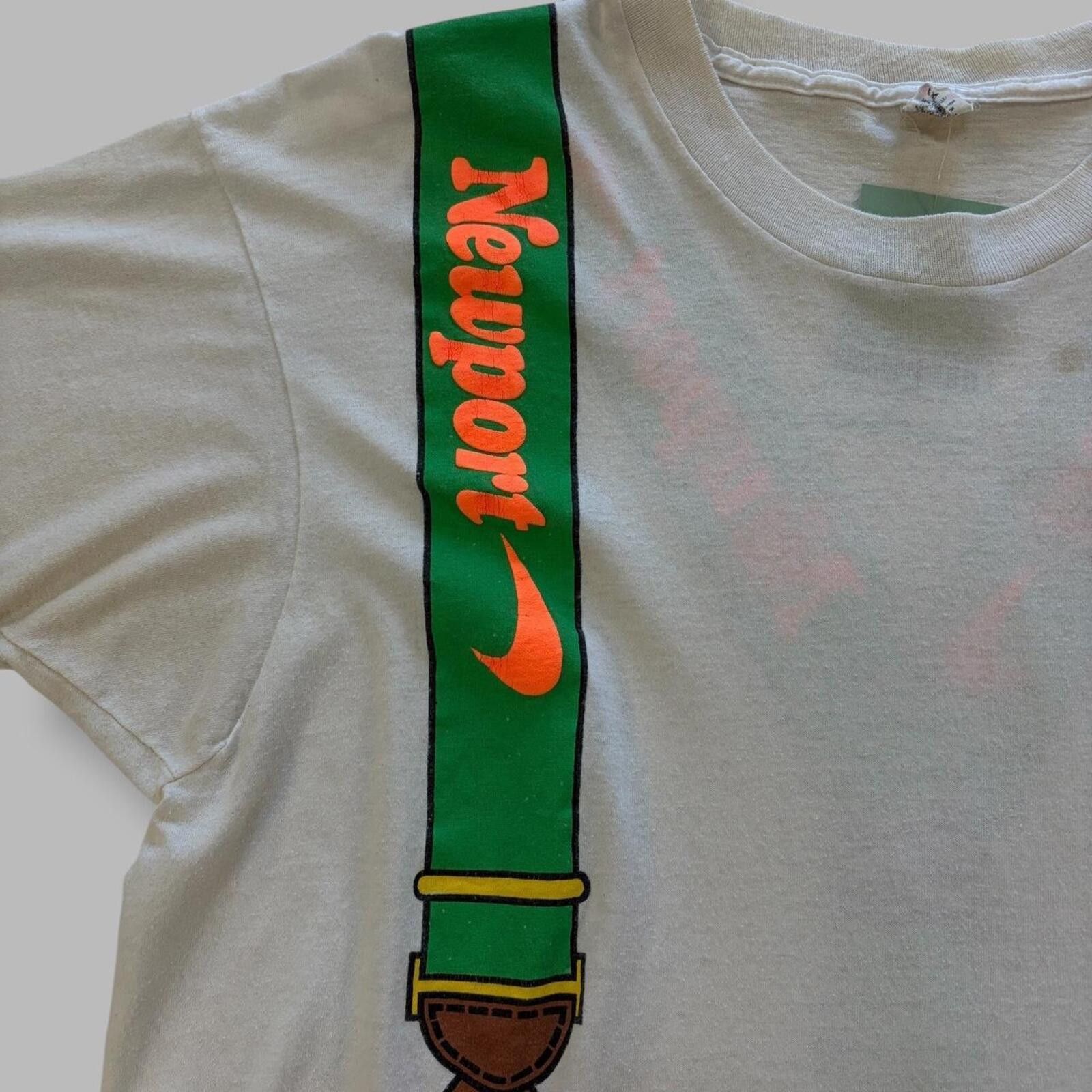 Vintage 80s Newport cigarets suspenders tee Size US XL / EU 56 / 4 - 2 Thumbnail