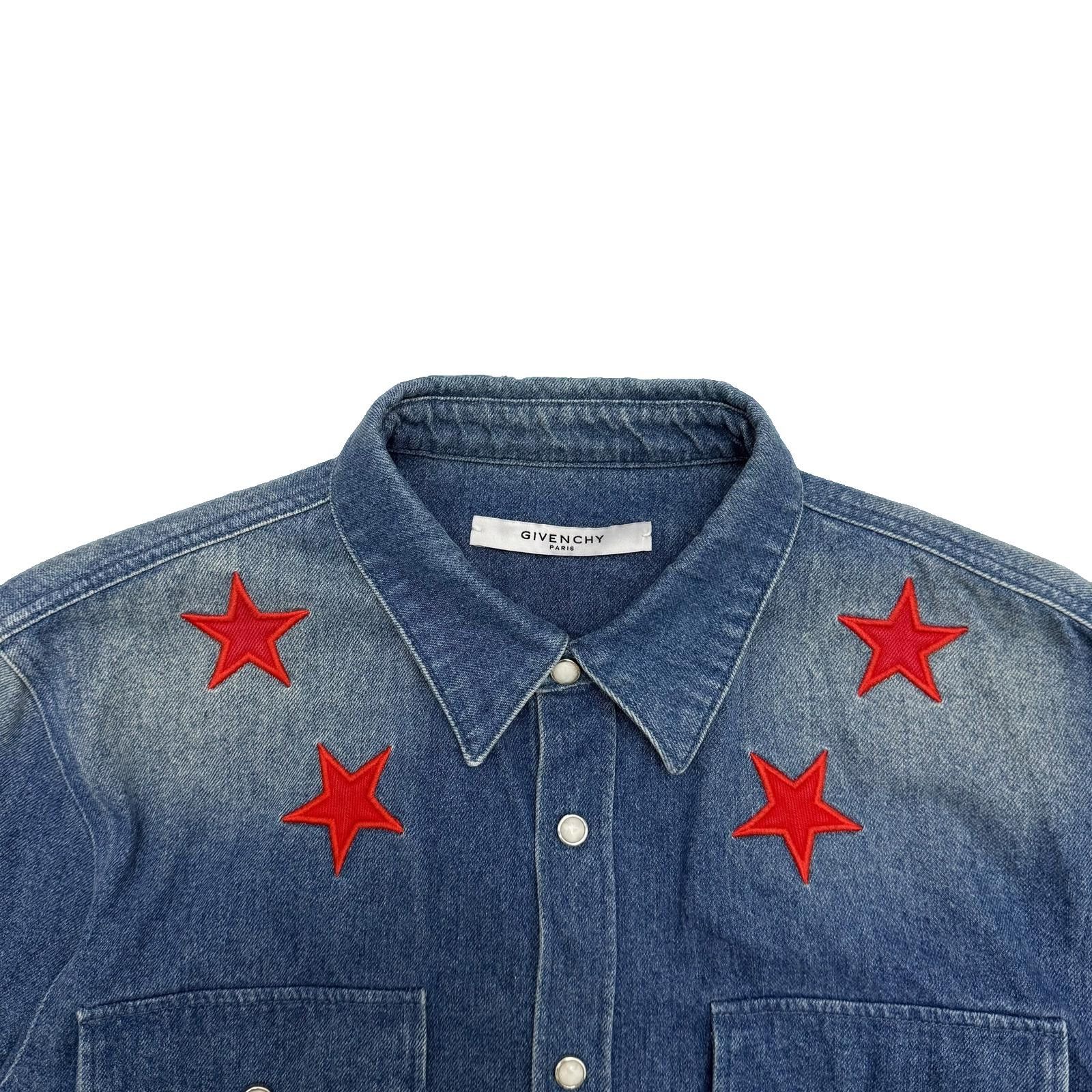 Givenchy Givenchy Denim Shirt with Red Star Embroidery Size US M / EU 48-50 / 2 - 2 Thumbnail