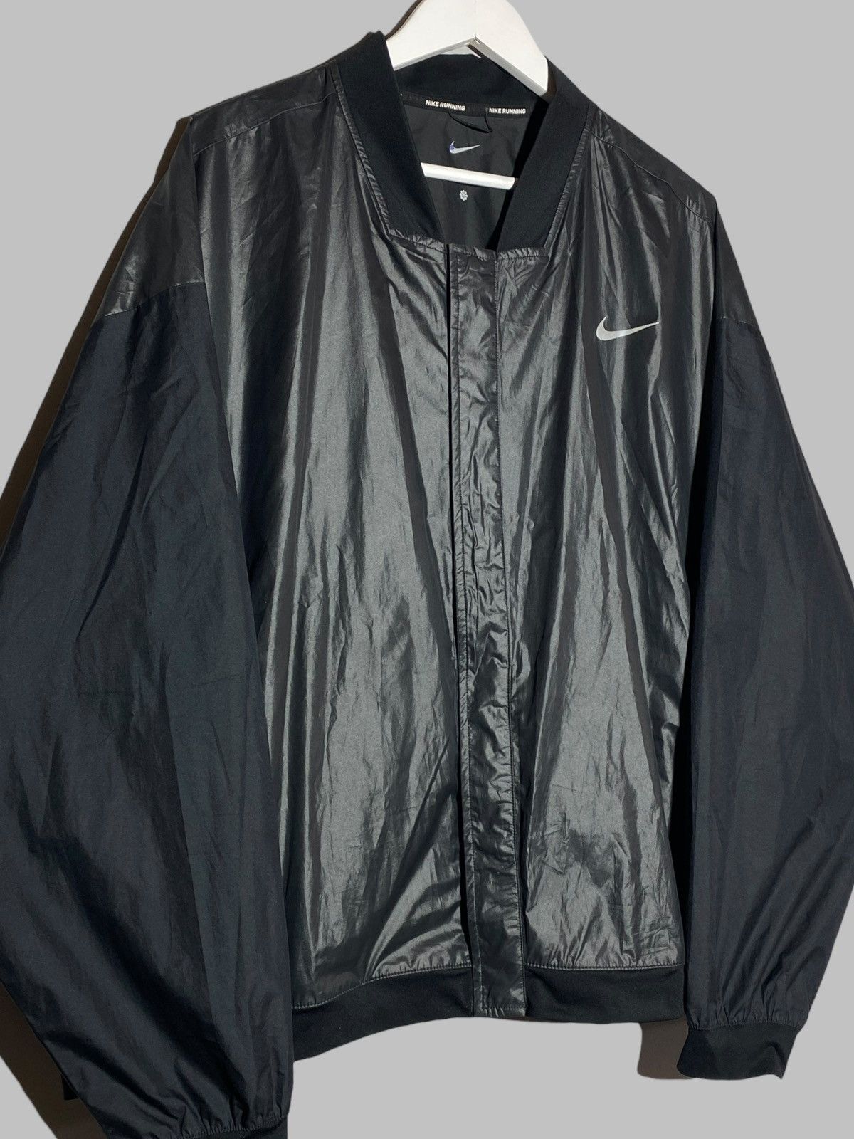 Nike 🔥 NIKE BLACK NYLON WINDBREAKER BOMBER Y2K TECH RUNNER VIBES Size US XL / EU 56 / 4 - 3 Thumbnail