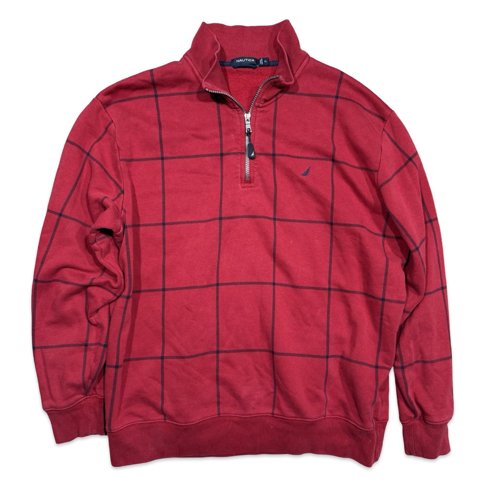 Nautica Nautica Red Quarter-Zip Henley Pullover Sweater Size US XL / EU 56 / 4 - 1 Thumbnail